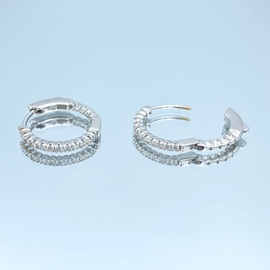 Inside-Out Diamond Hoop Earrings in 14K White Gold - L and L Jewelry