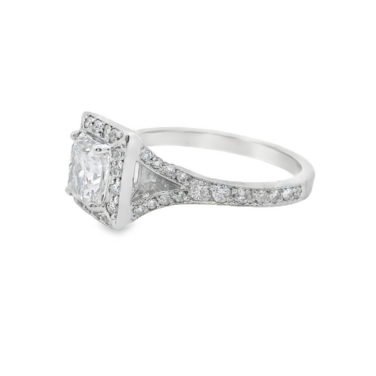 Split Shank Radiant-Cut Diamond Engagement Ring in 14K White Gold