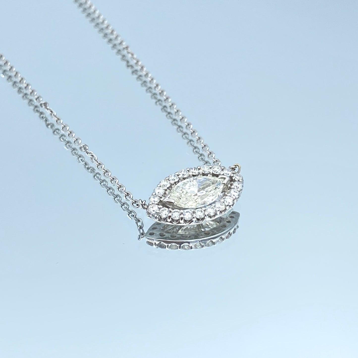 Evil Eye Diamond Pendant Necklace in 14K White Gold - L and L Jewelry