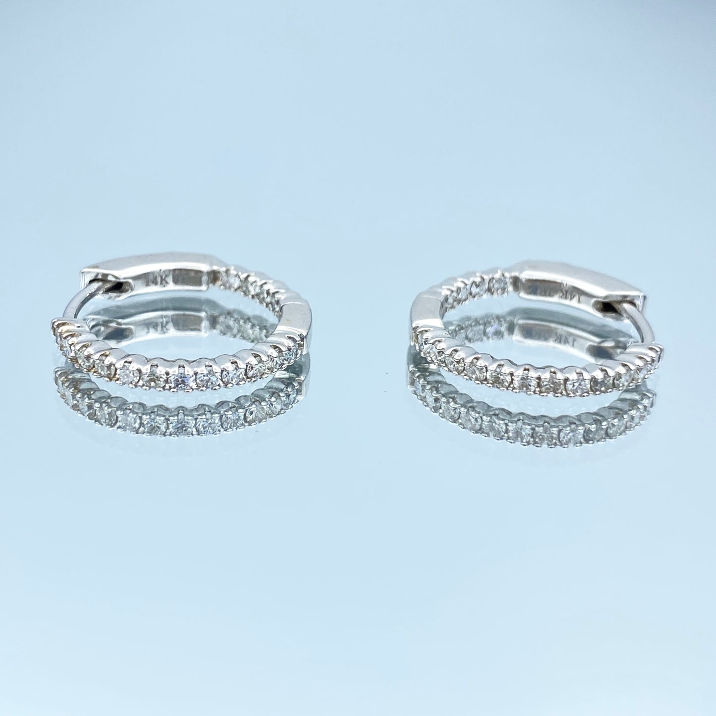 Inside-Out Diamond Hoop Earrings in 14K White Gold - L and L Jewelry