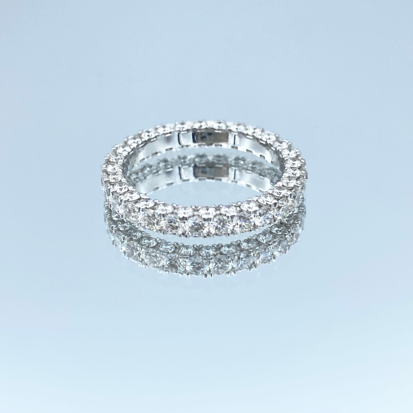 Three Sided Diamond Eternity Ring in Platinum - L and L Jewelry