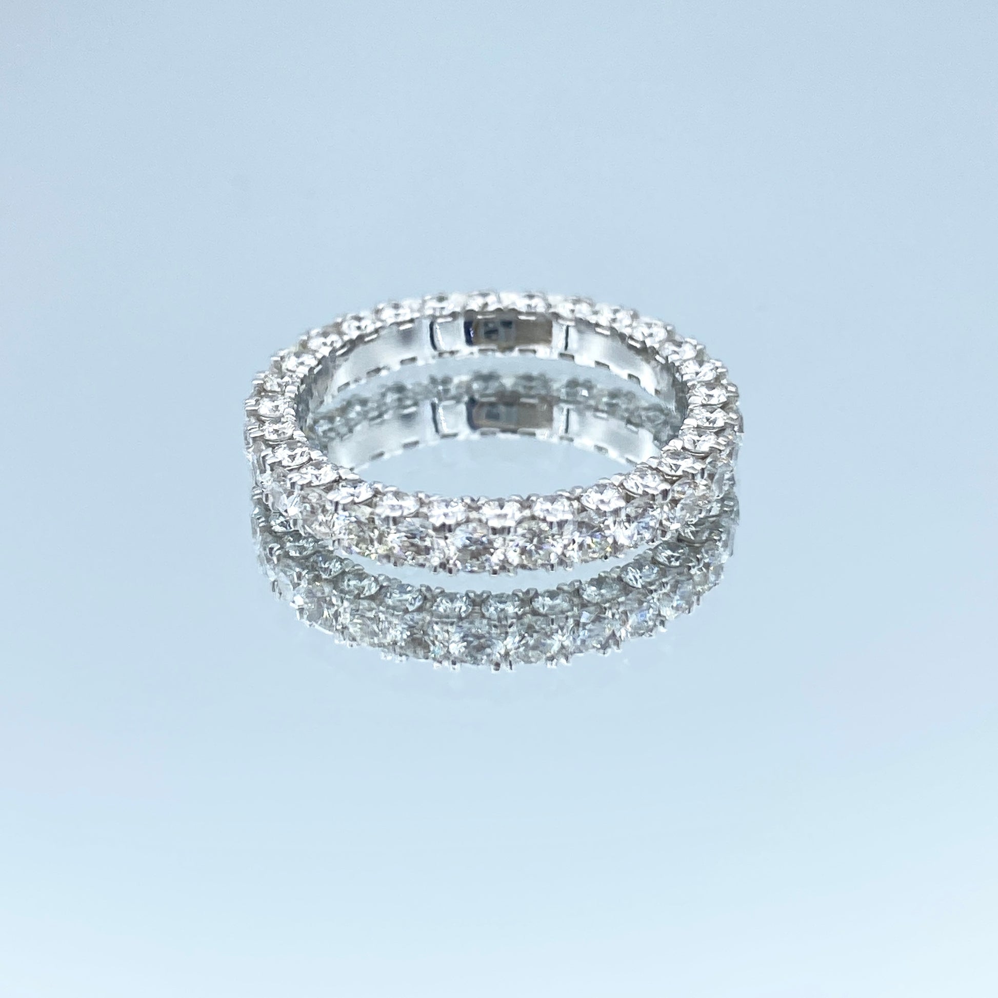 Three Sided Diamond Eternity Ring in Platinum - L and L Jewelry
