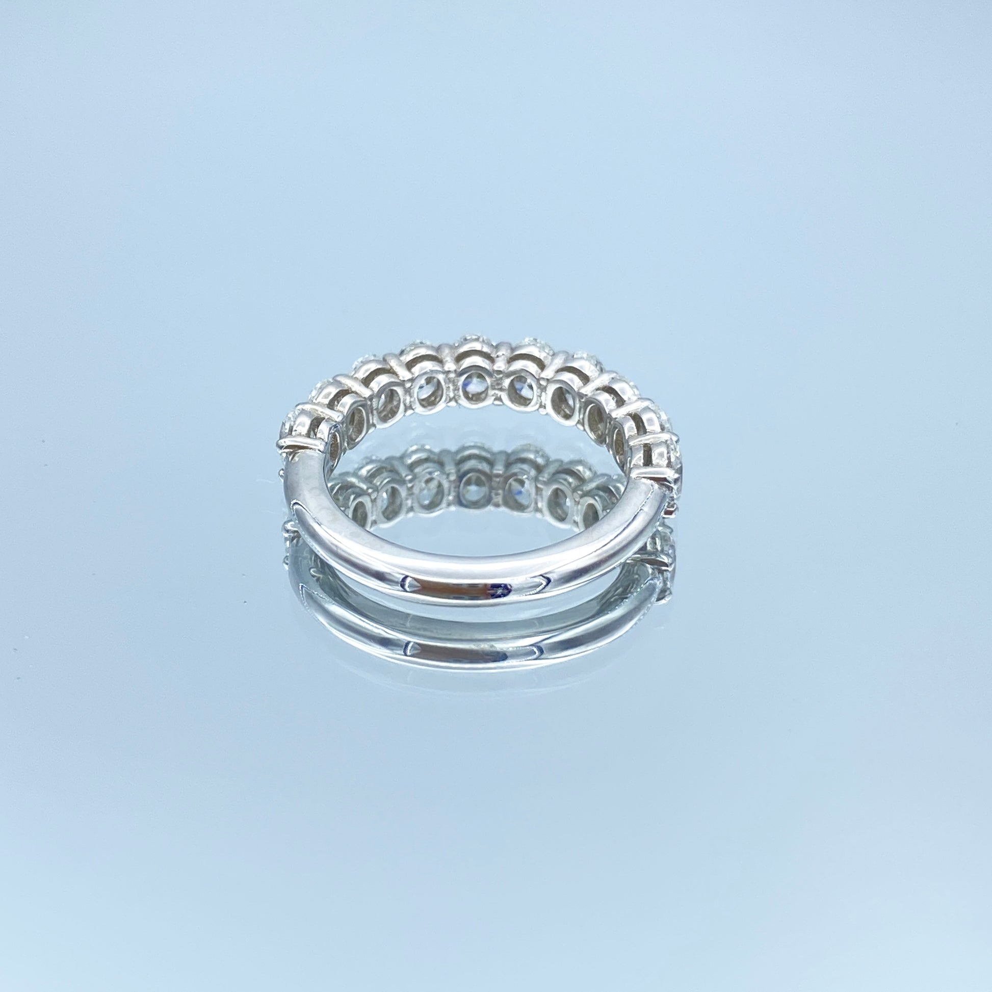 Oval-Cut Diamond Halfway Ring in 14K White Gold - L and L Jewelry
