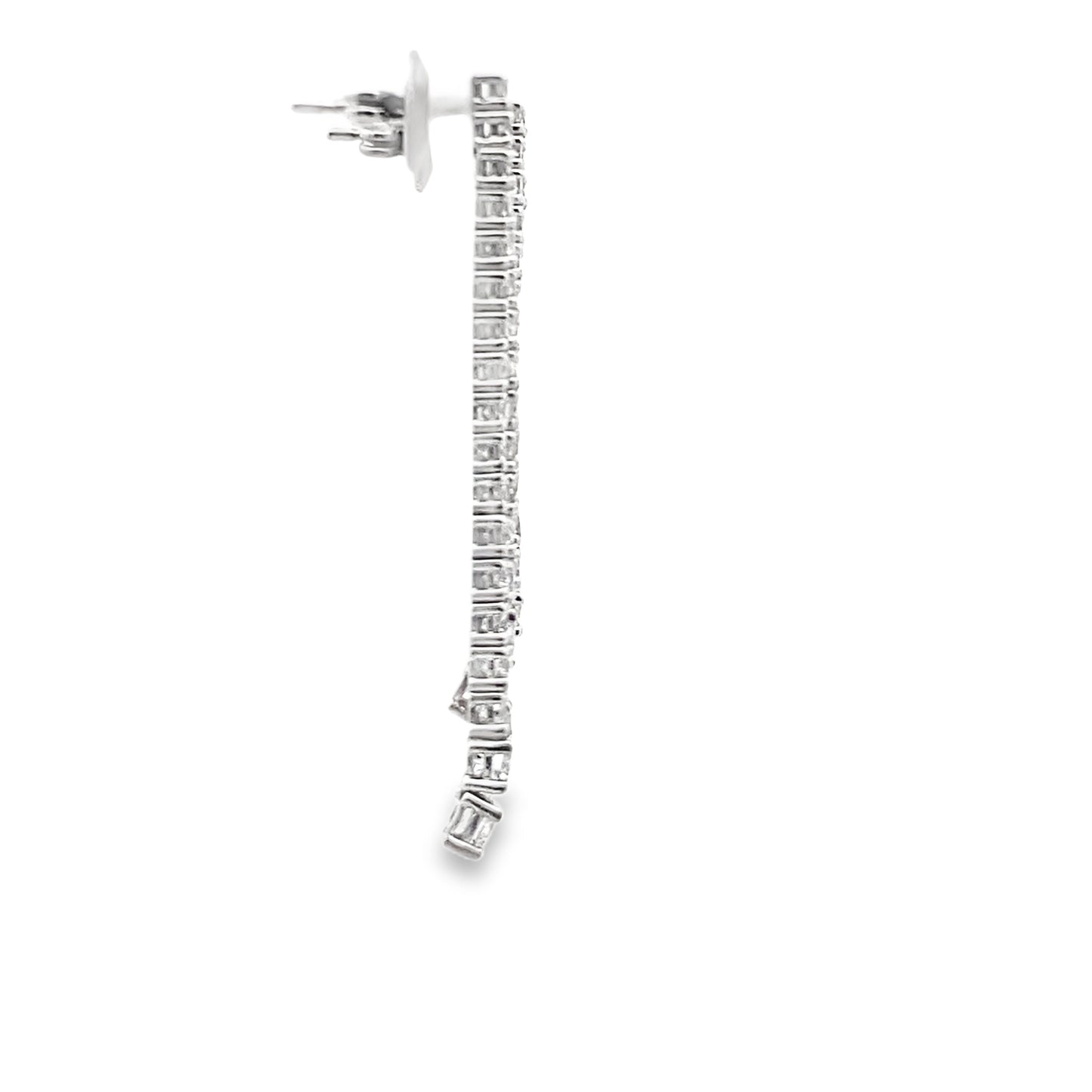 Linear Double Row Diamond Drop Earrings in 14K White Gold