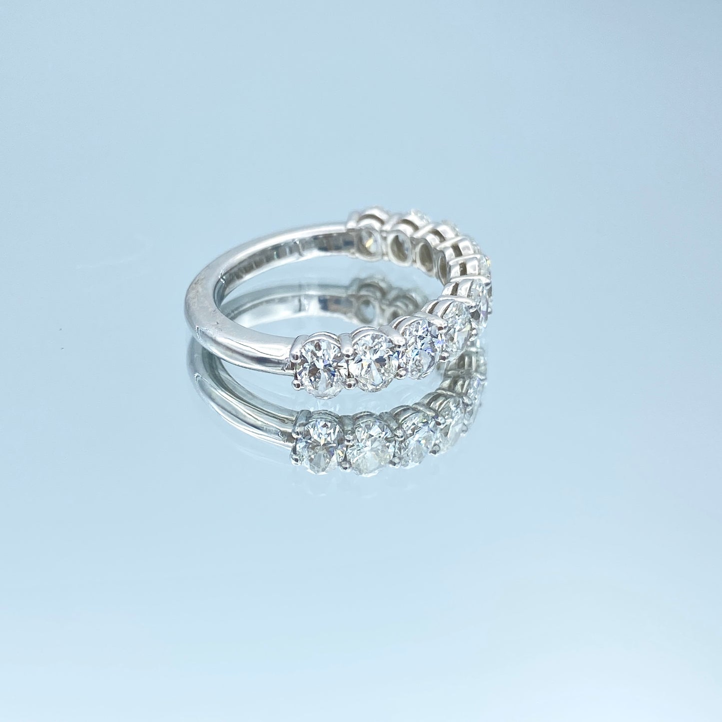 Oval-Cut Diamond Halfway Ring in 14K White Gold - L and L Jewelry