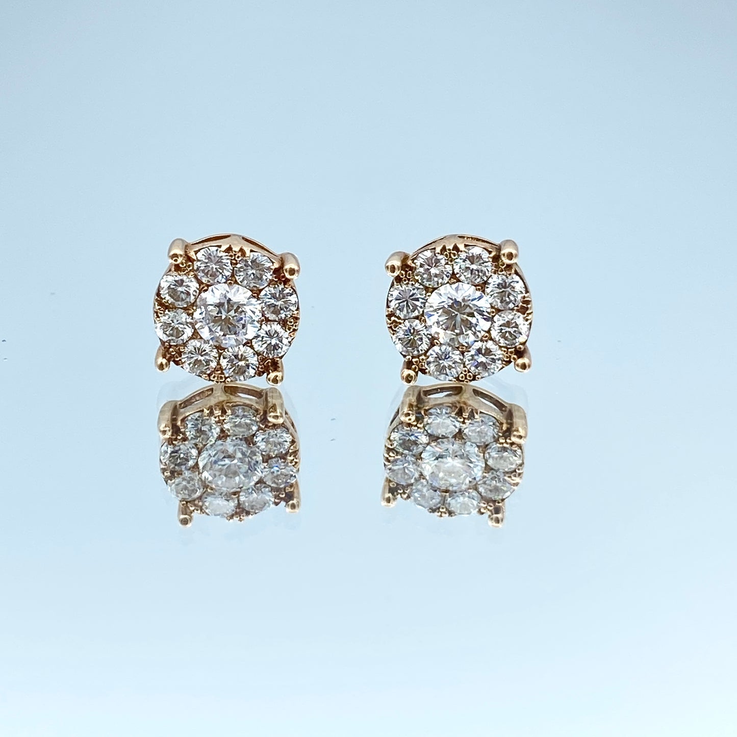 Cluster Diamond Stud Earrings in 14K Rose Gold - L and L Jewelry