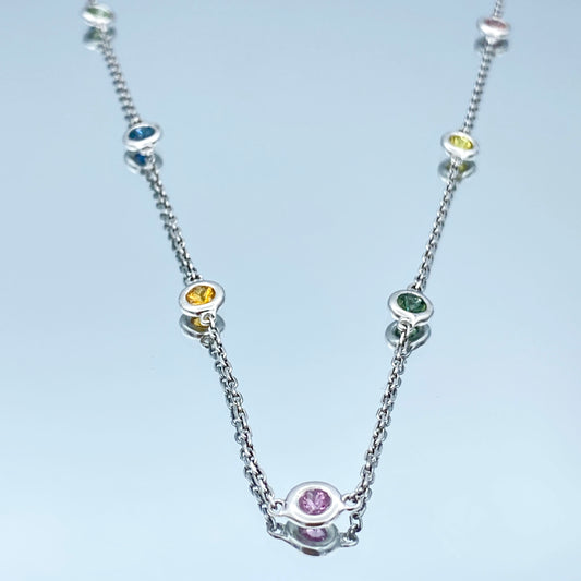Birthstone Stationary Necklace in 14K White Gold - L and L Jewelry
