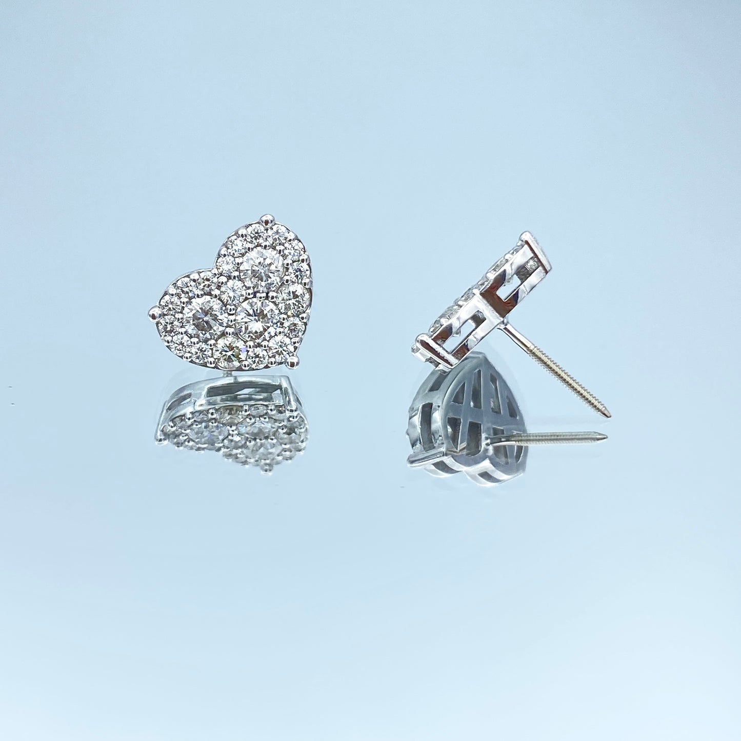 Heart Shape Diamond Earrings in 14K White Gold - L and L Jewelry