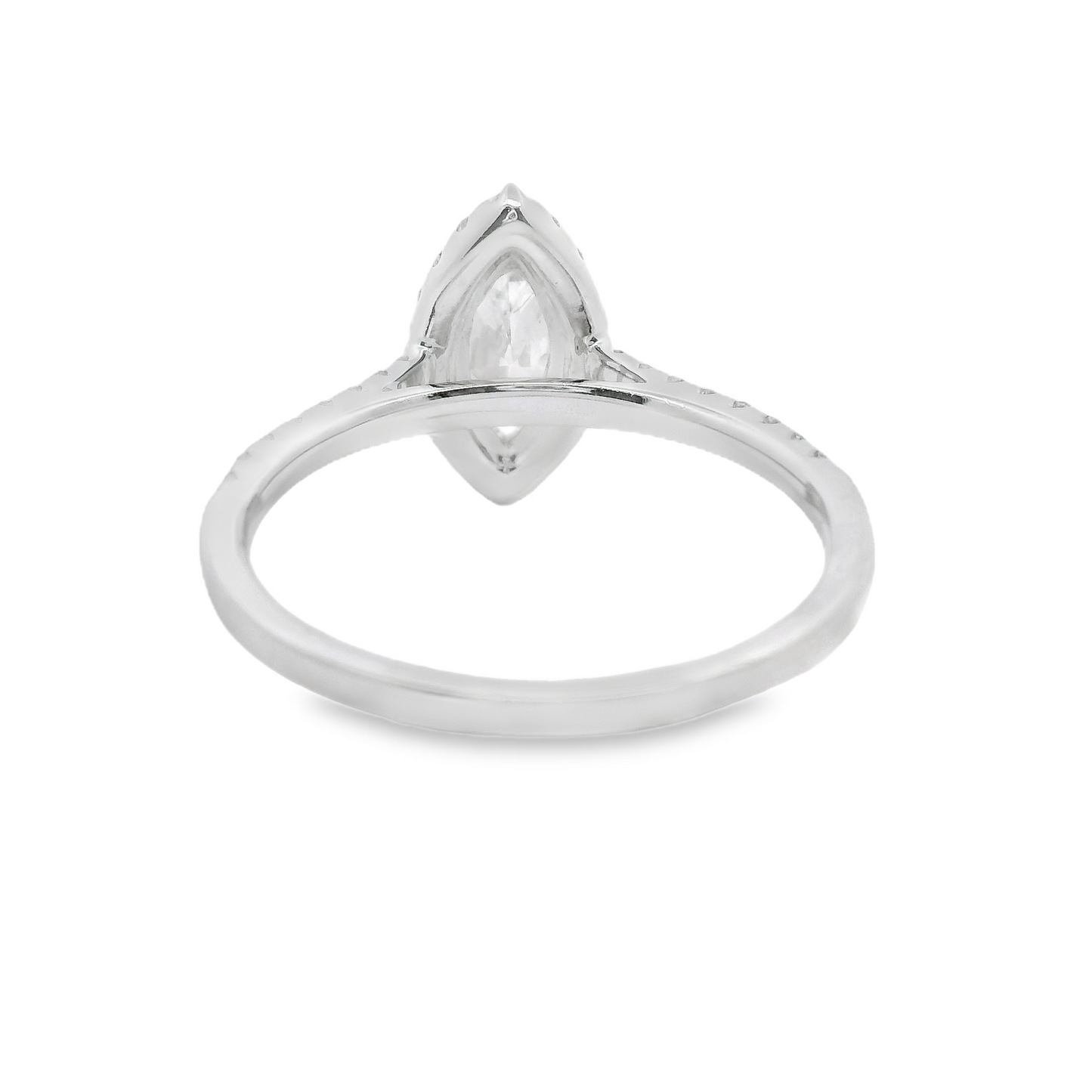 Marquise-Cut with Halo Diamond Engagement Ring in 14K White Gold