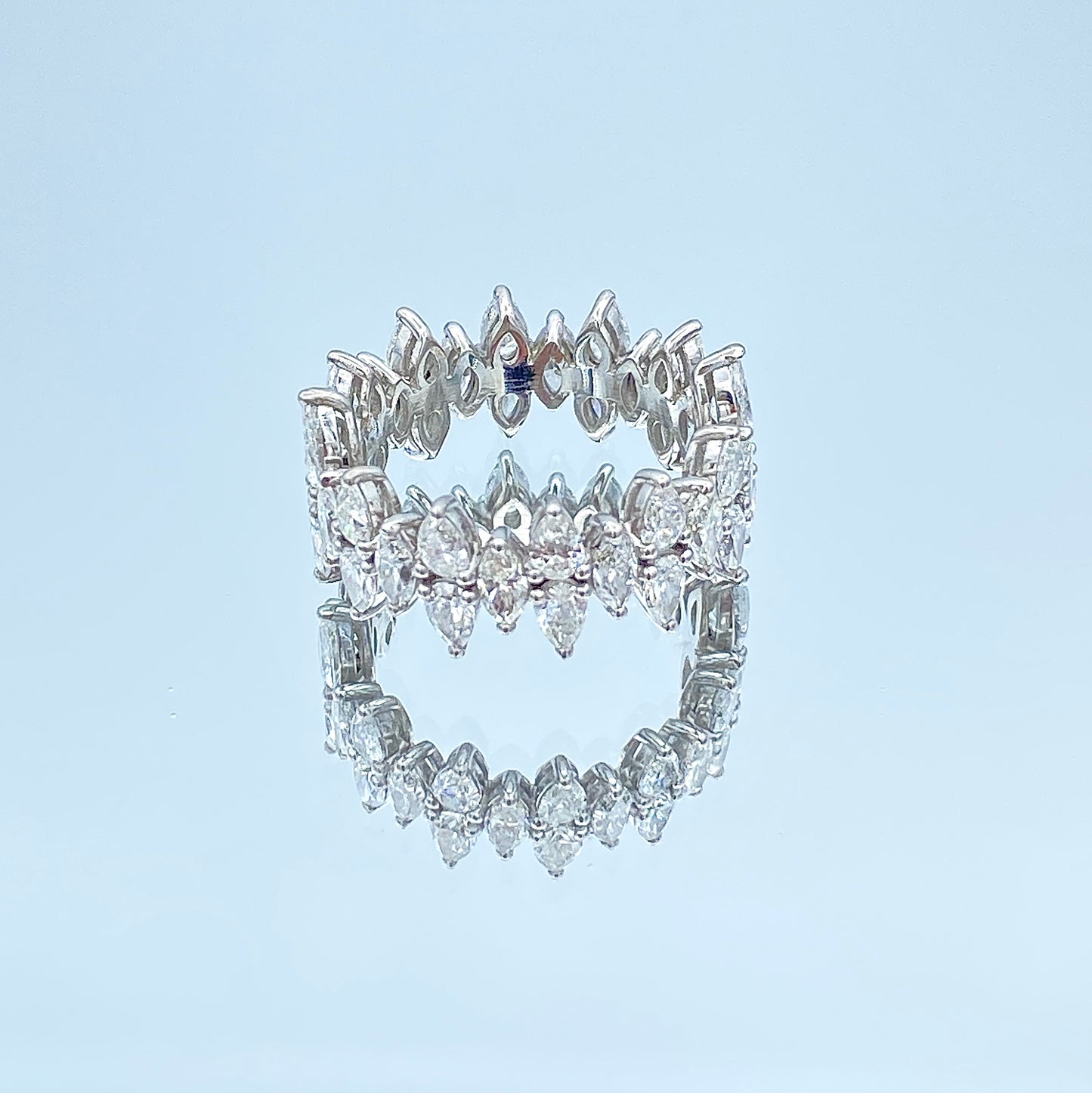 Marquise-Cut and Pear Shape Diamond Eternity Ring in Platinum - L and L Jewelry