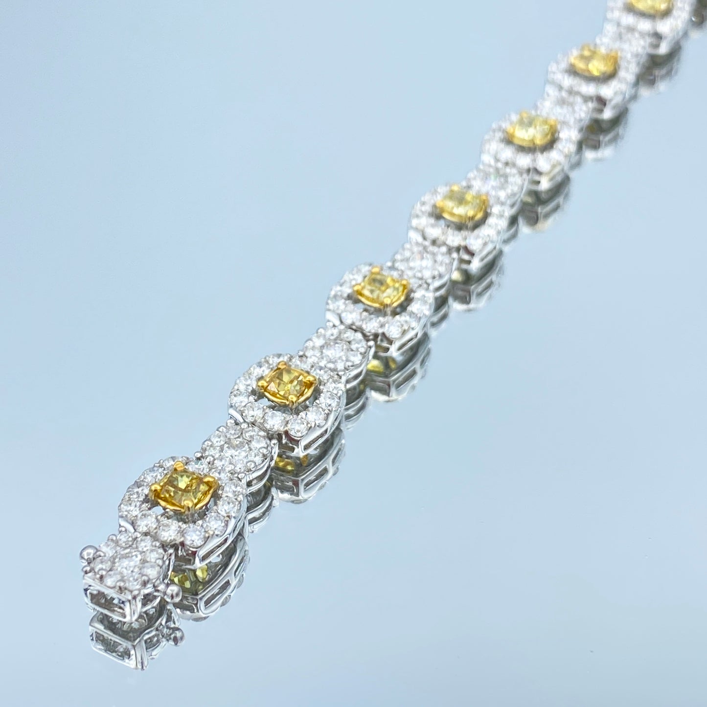 Canary Yellow Diamond and White Diamond Bracelet in 18K White Gold - L and L Jewelry