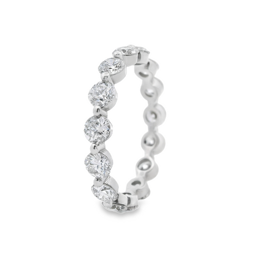 LKS Floating Round Brilliant-Cut Diamond Eternity Ring in Platinum