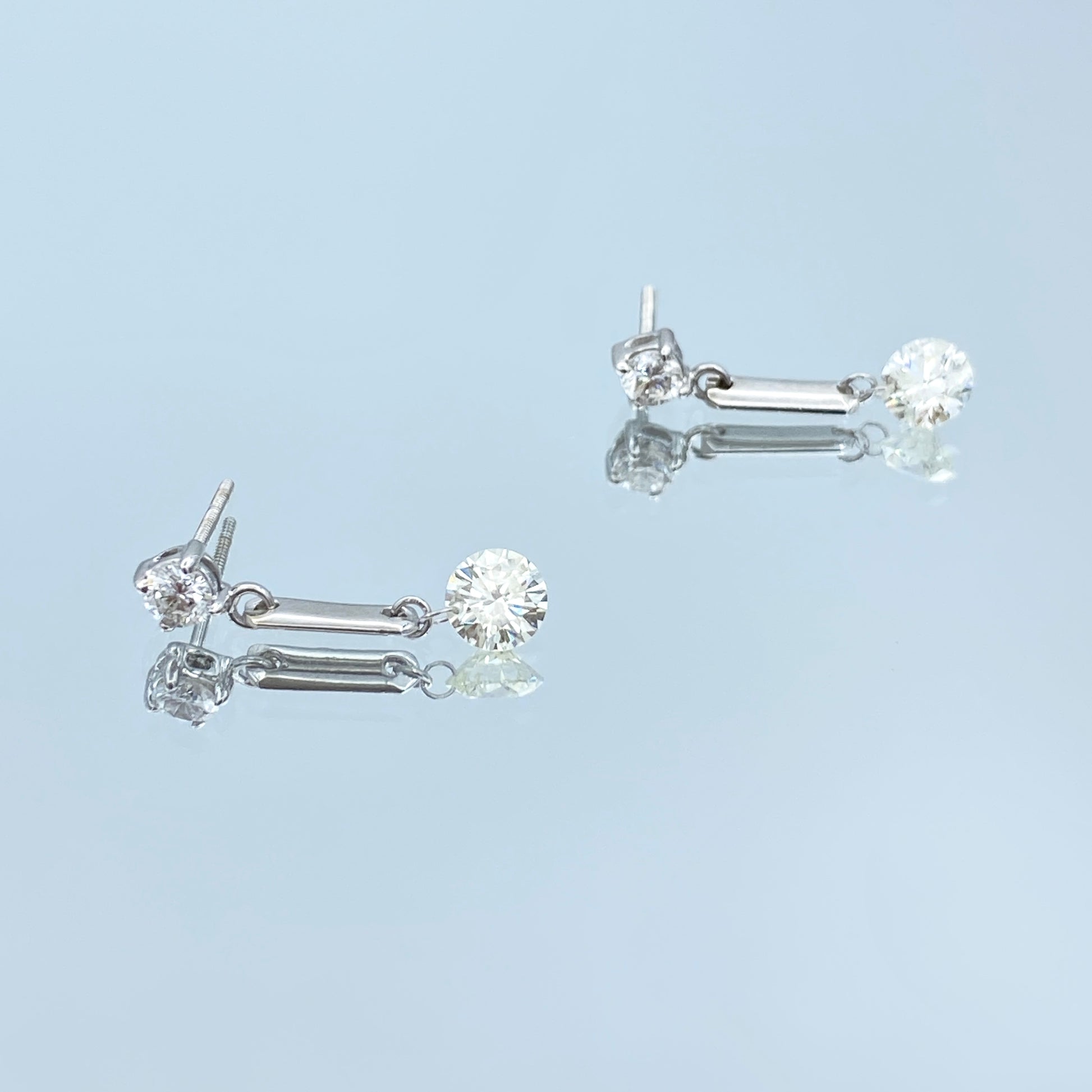 Floating Diamond Drop Earrings in 14K White Gold - L and L Jewelry