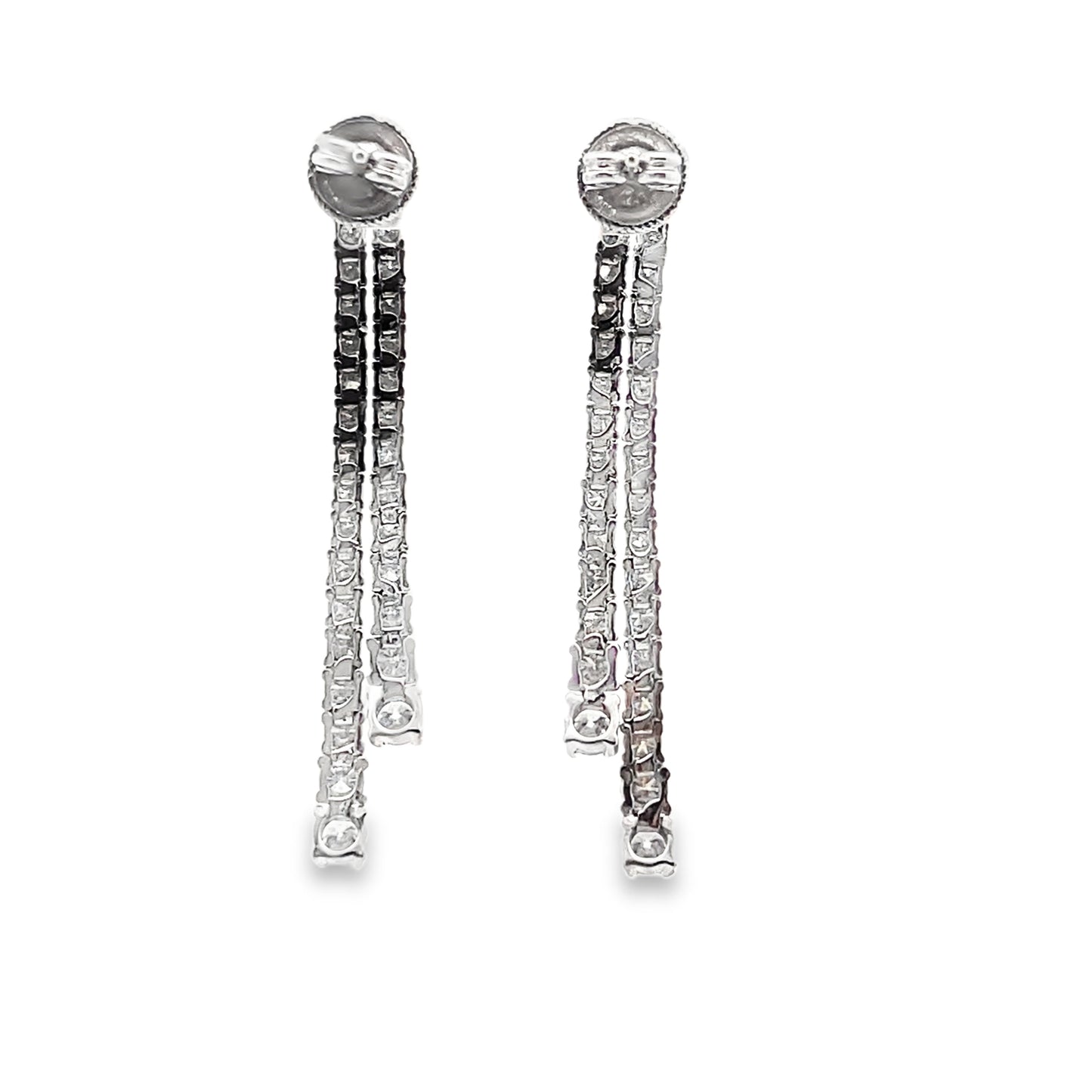 Linear Double Row Diamond Drop Earrings in 14K White Gold