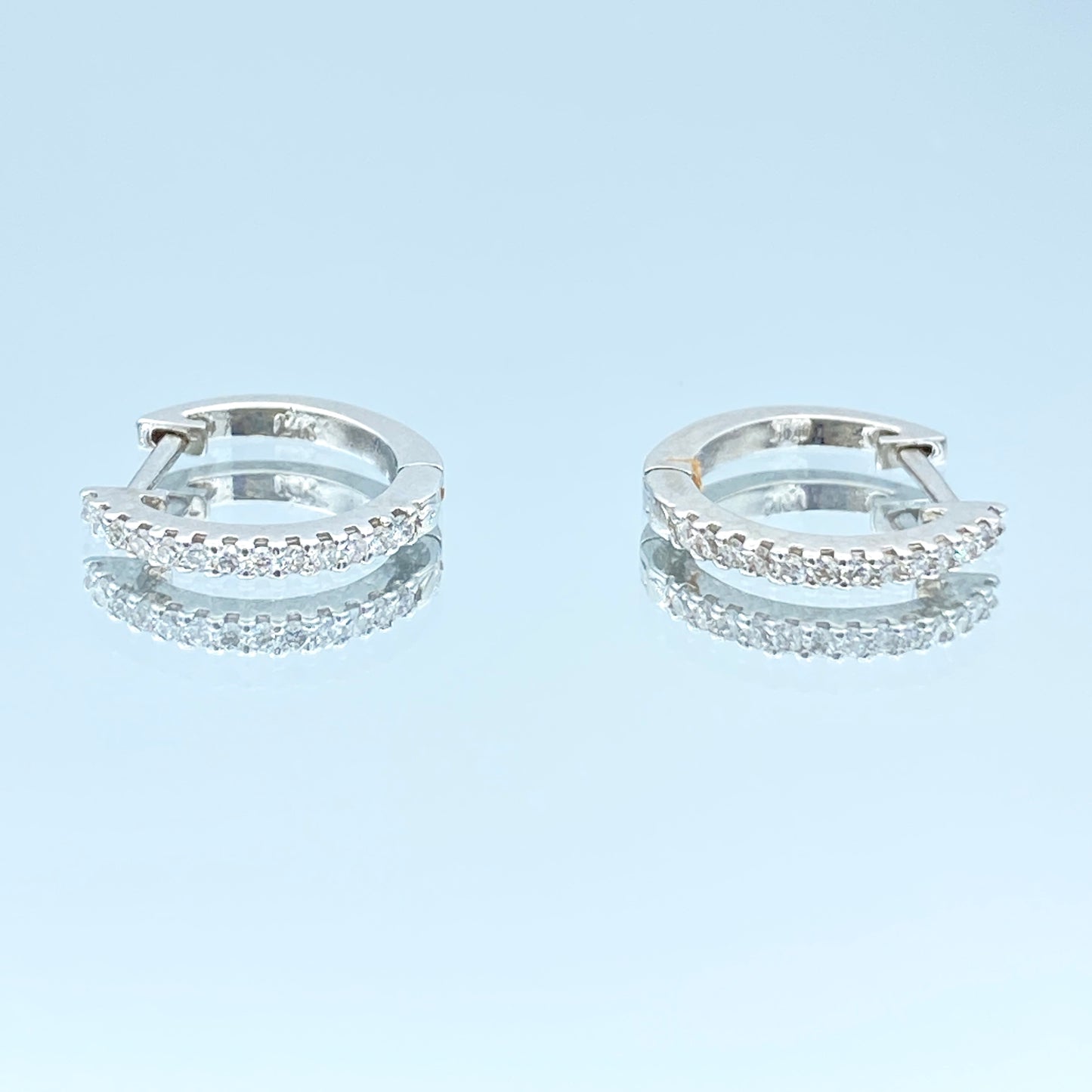 Diamond Huggie Hoop Earrings in 14K White Gold - L and L Jewelry
