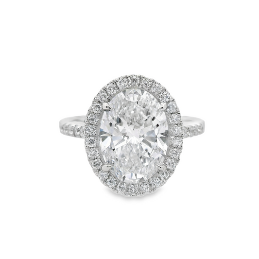 Oval-Cut Halo Diamond Engagement Ring in 14K White Gold