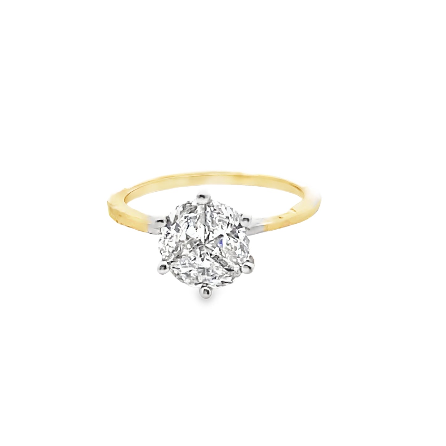 Cluster Six-Prong Comfort Fit Diamond Engagement Ring in 14K Yellow Gold