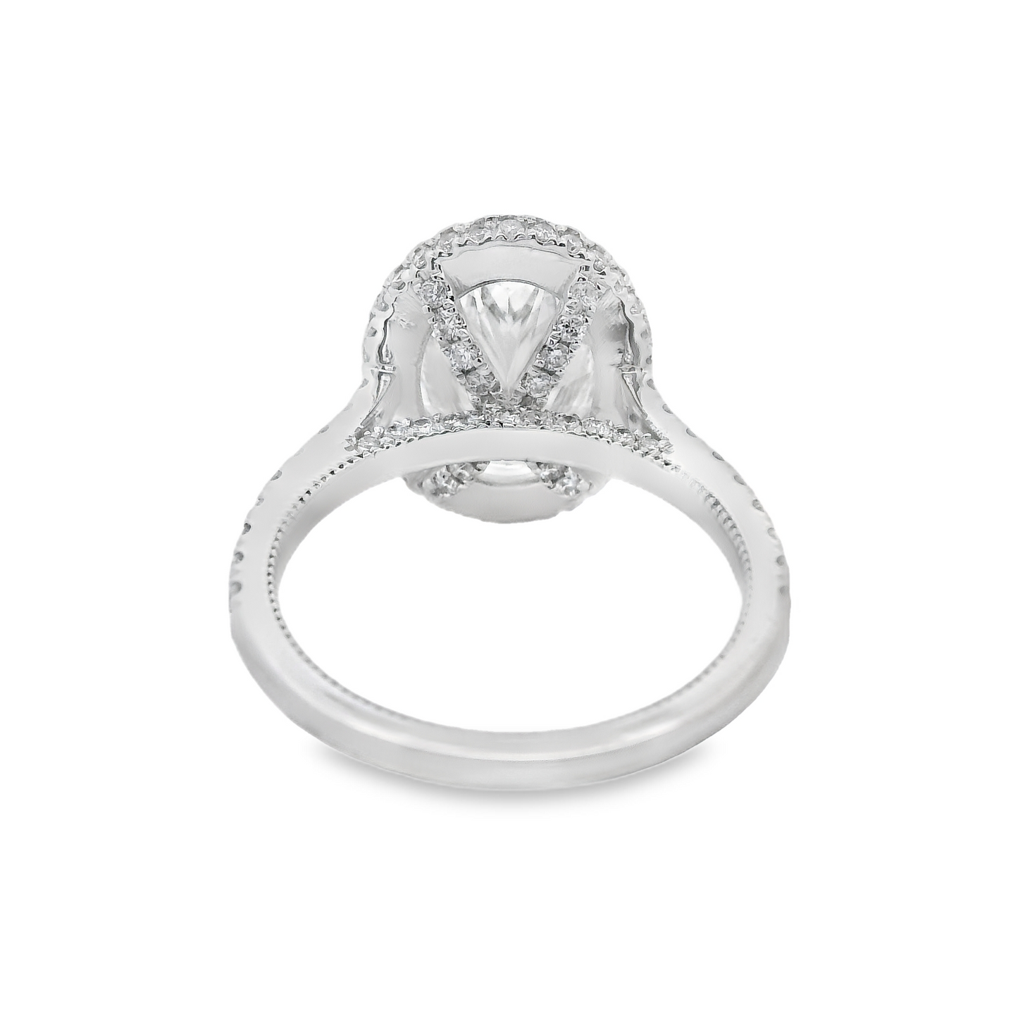 Oval-Cut Halo Diamond Engagement Ring in 14K White Gold