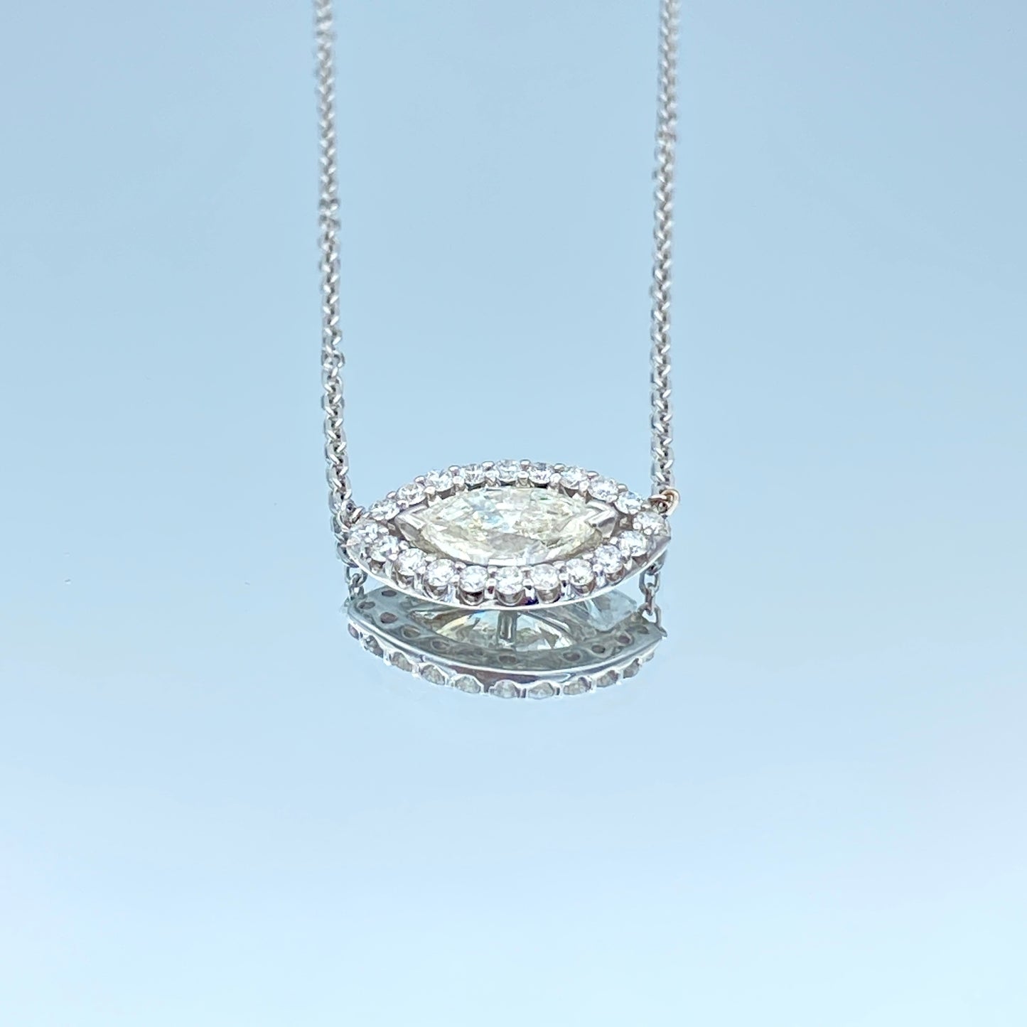 Evil Eye Diamond Pendant Necklace in 14K White Gold - L and L Jewelry