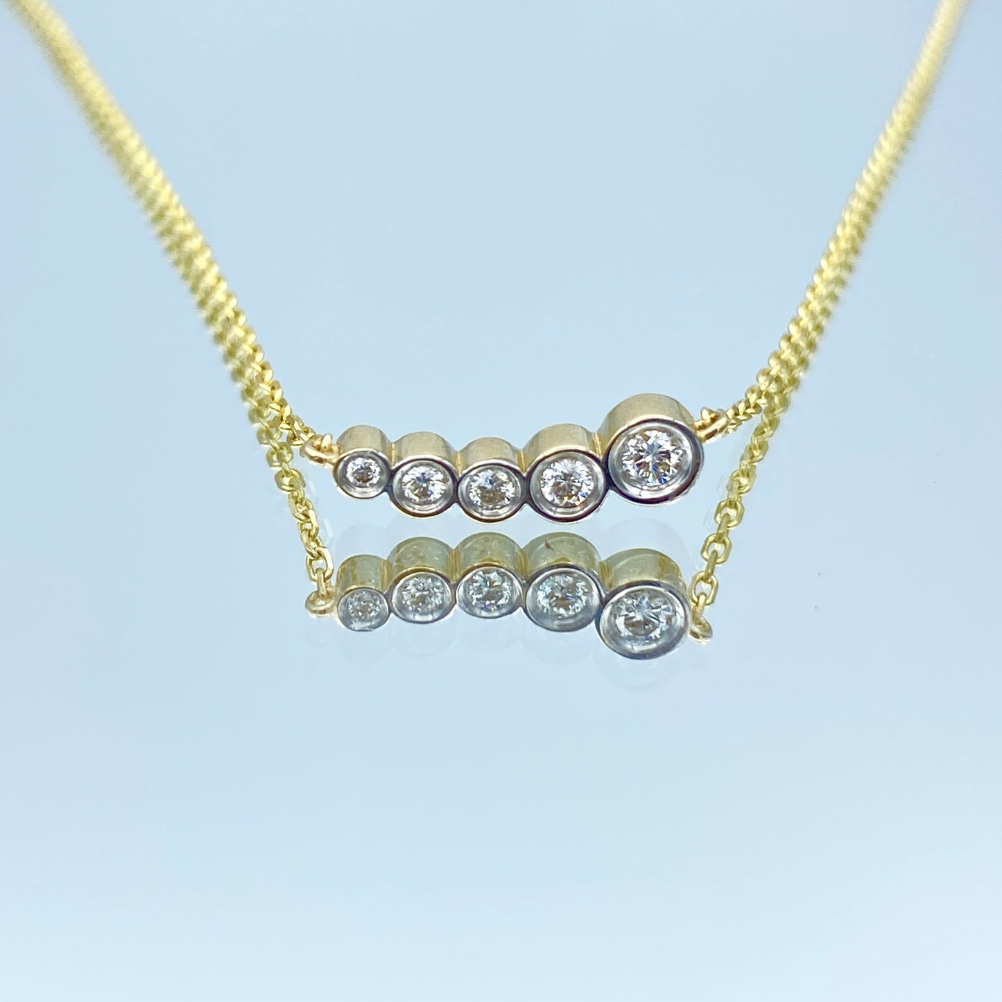 Five-Stone Diamond Necklace in 14K Yellow Gold - L and L Jewelry