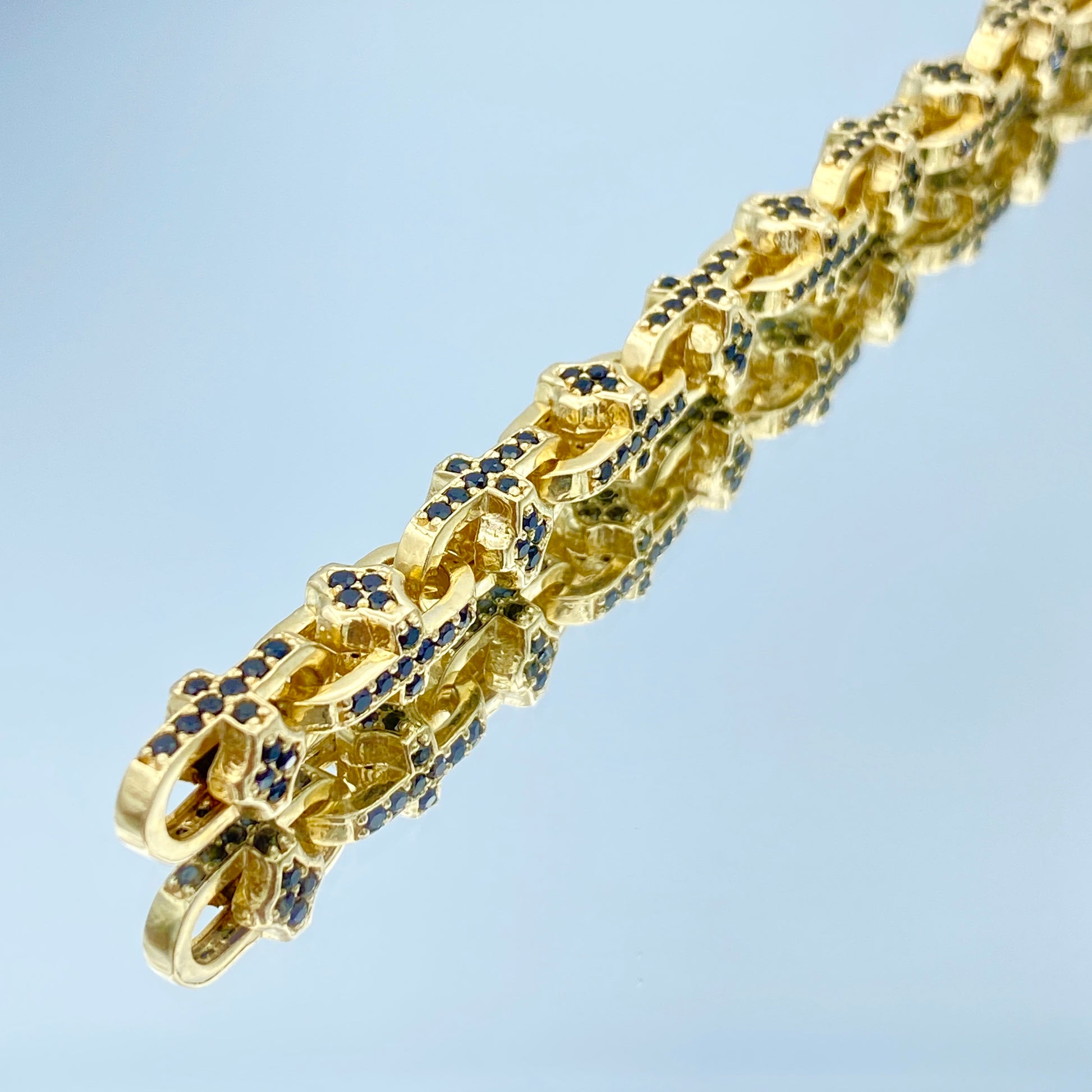 Black Spinel Cross Bracelet in 14K Yellow Gold - L and L Jewelry