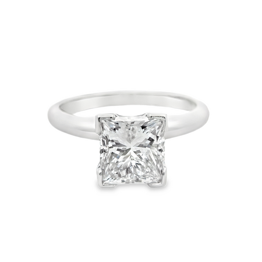 Cathedral Princess-Cut Solitaire Engagement Ring in Platinum