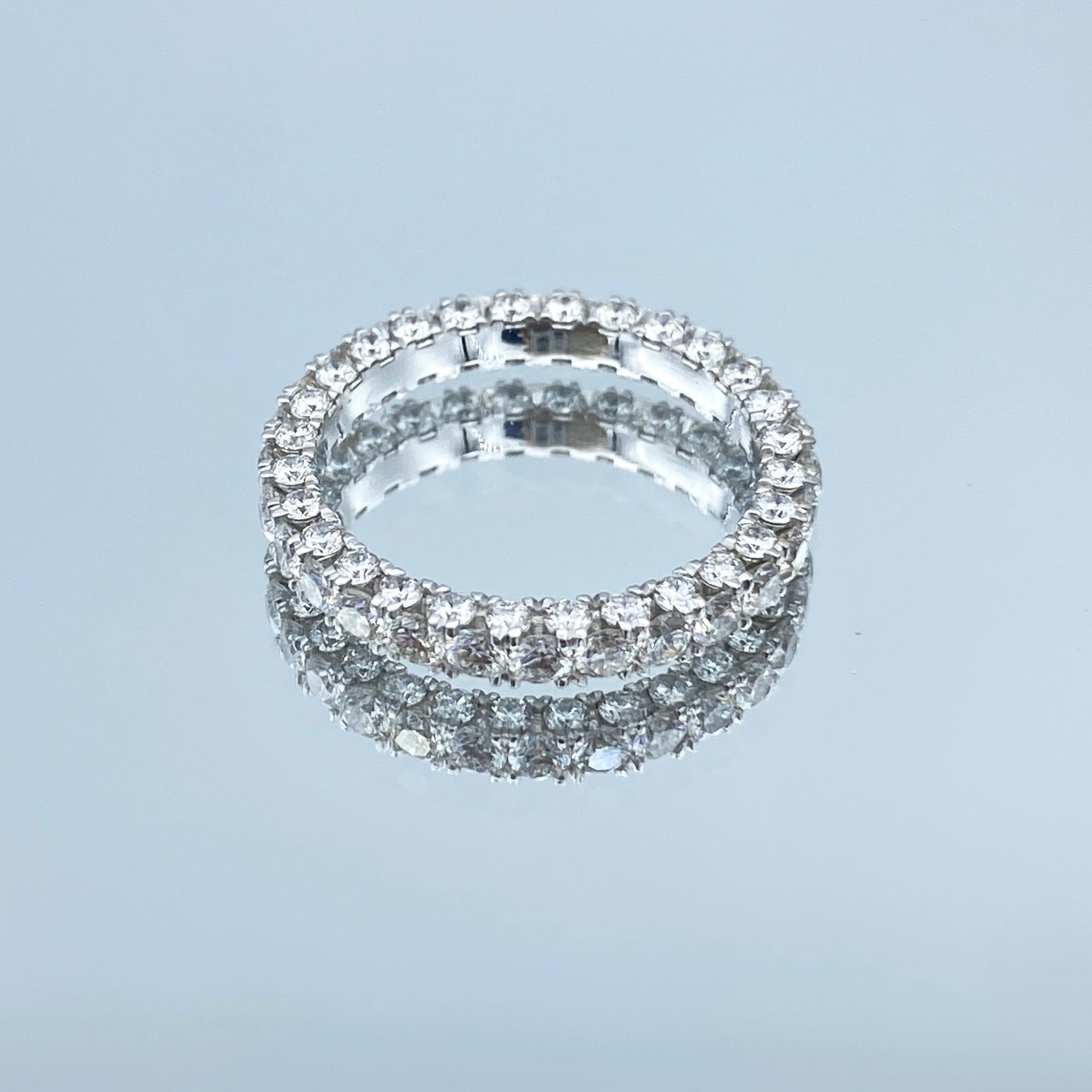 Three Sided Diamond Eternity Ring in Platinum - L and L Jewelry