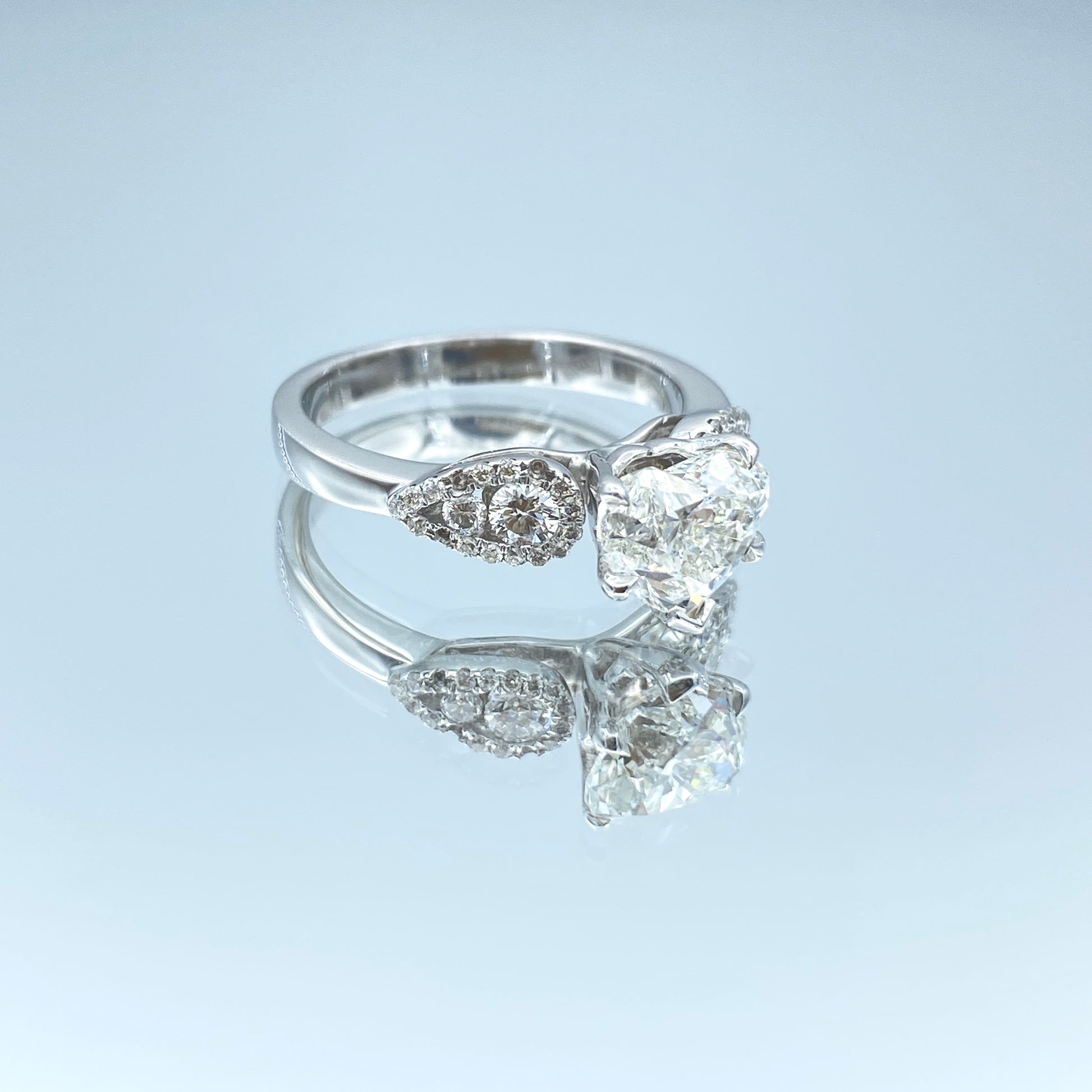 Heart Shape Diamond Engagement Ring in 14K White Gold - L and L Jewelry