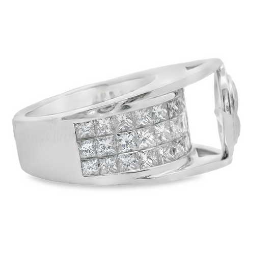 Unique Marquise-Cut and Princess-Cut Diamond Engagement Ring in Platinum