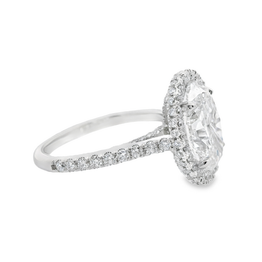 Oval-Cut Halo Diamond Engagement Ring in 14K White Gold