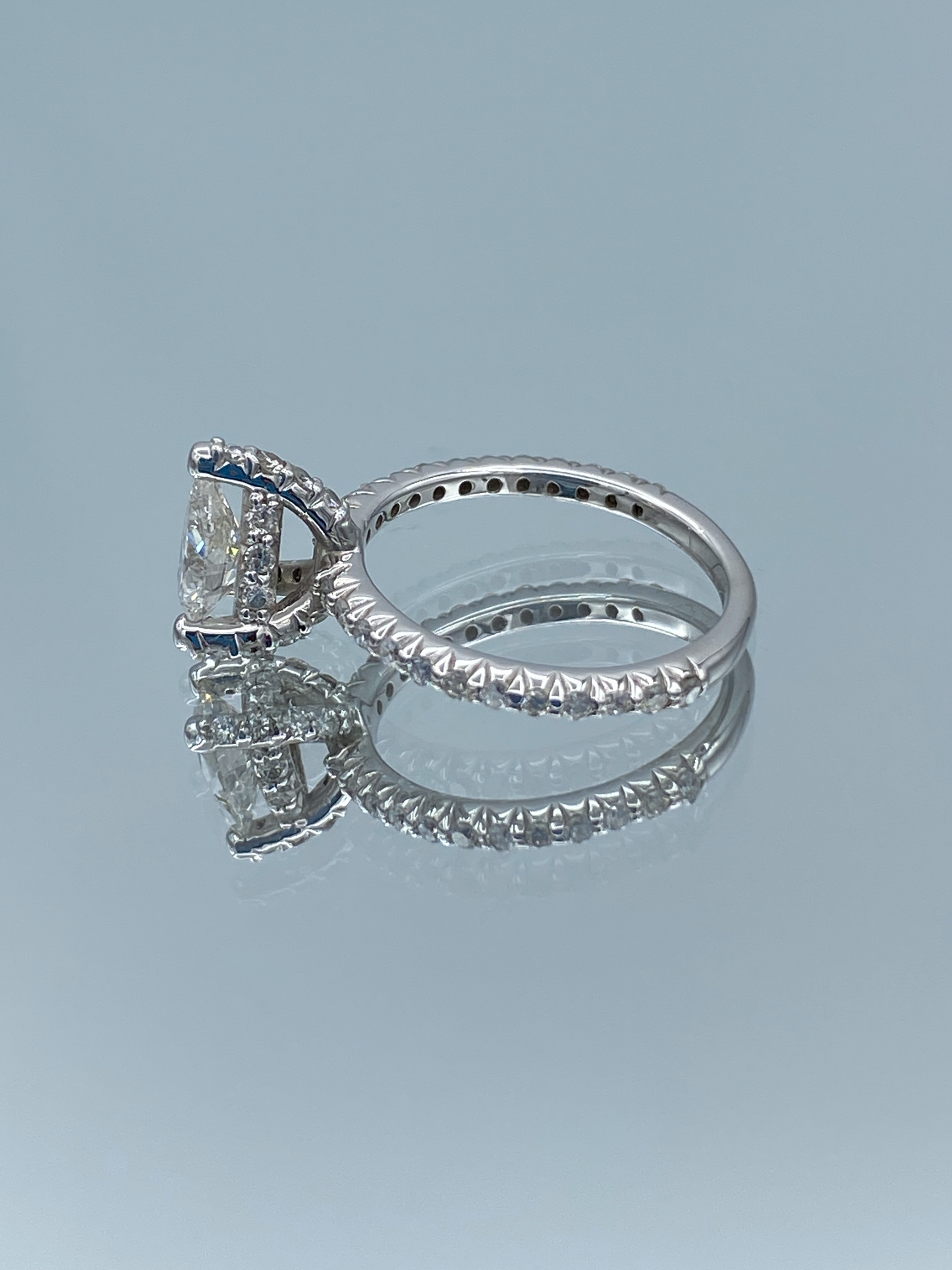 Pear-Cut Diamond Engagement Ring in 14K White Gold - L and L Jewelry