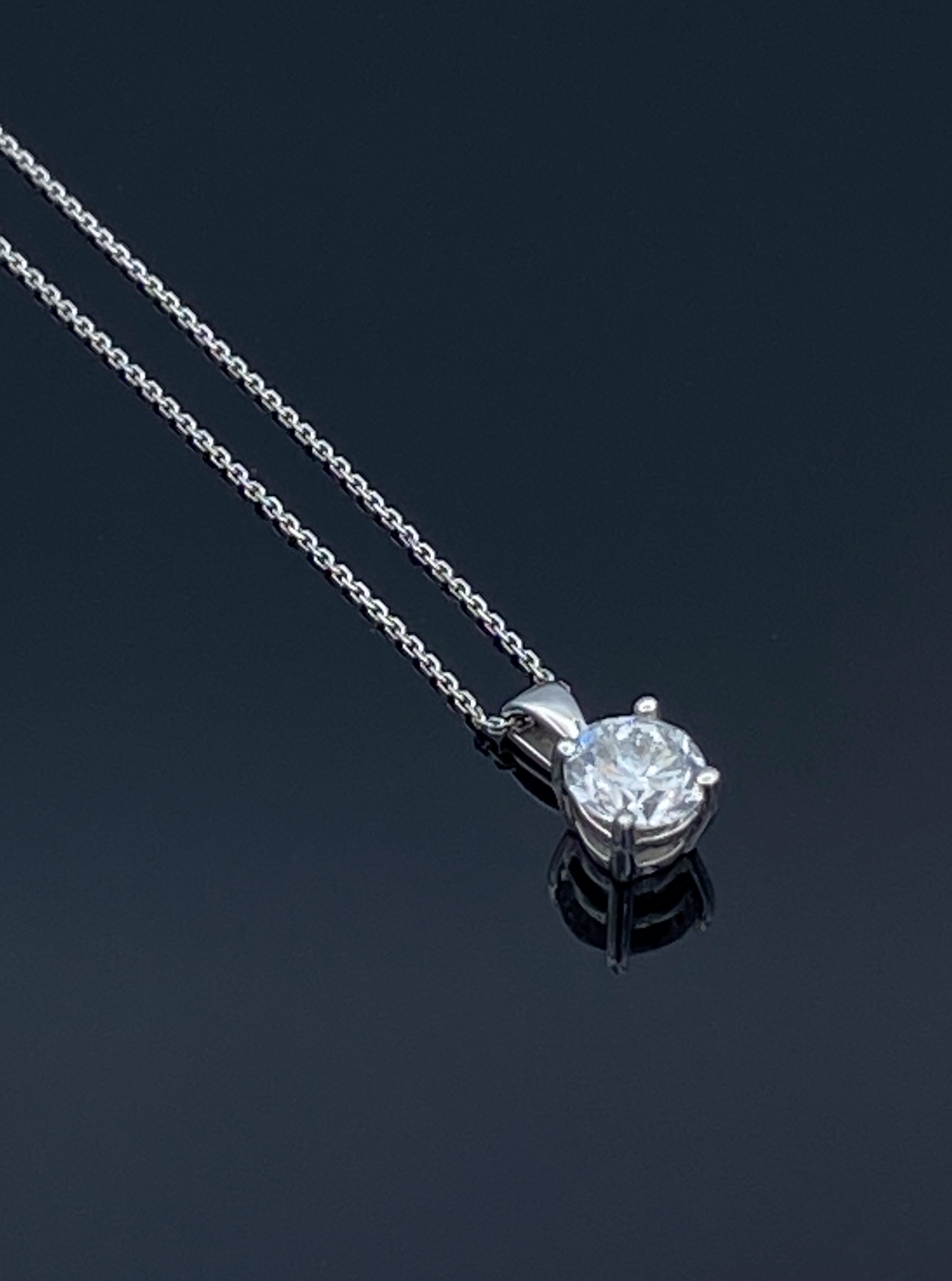 Round-Cut Diamond Pendant in 14K White Gold - L and L Jewelry