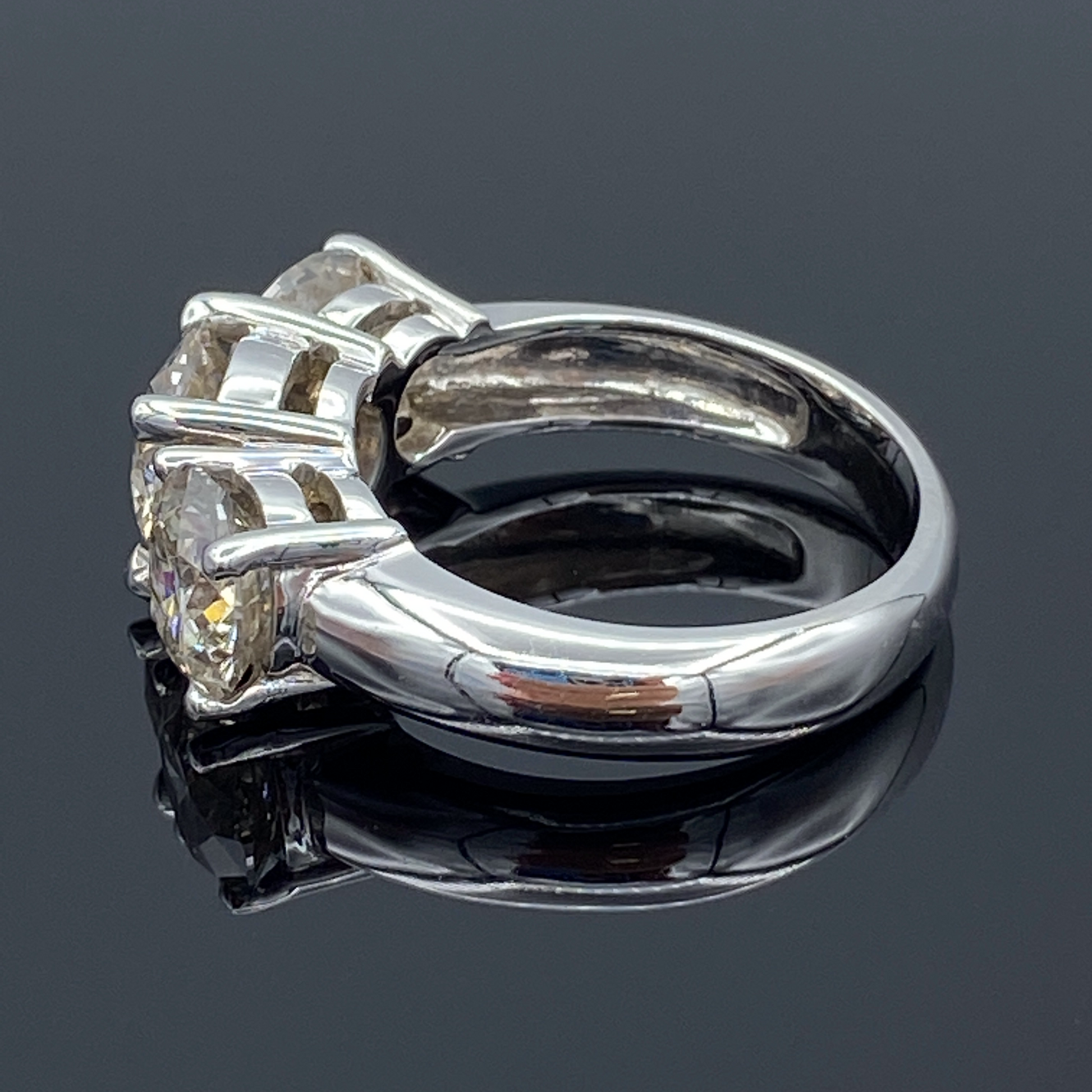 Three Stone Round-Cut Diamond Engagement Ring in 14K White Gold - L and L Jewelry