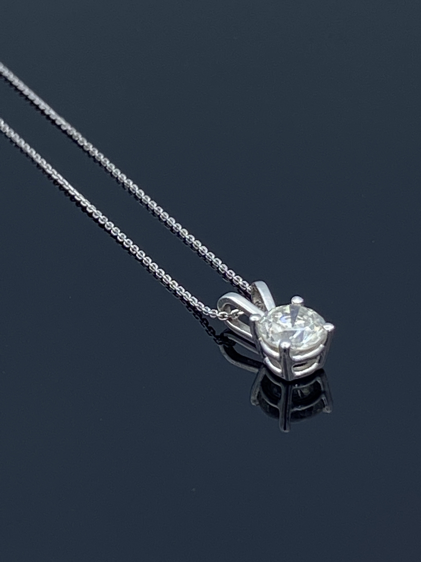 Solitaire Round-Cut Diamond Pendant in 14K White Gold - L and L Jewelry