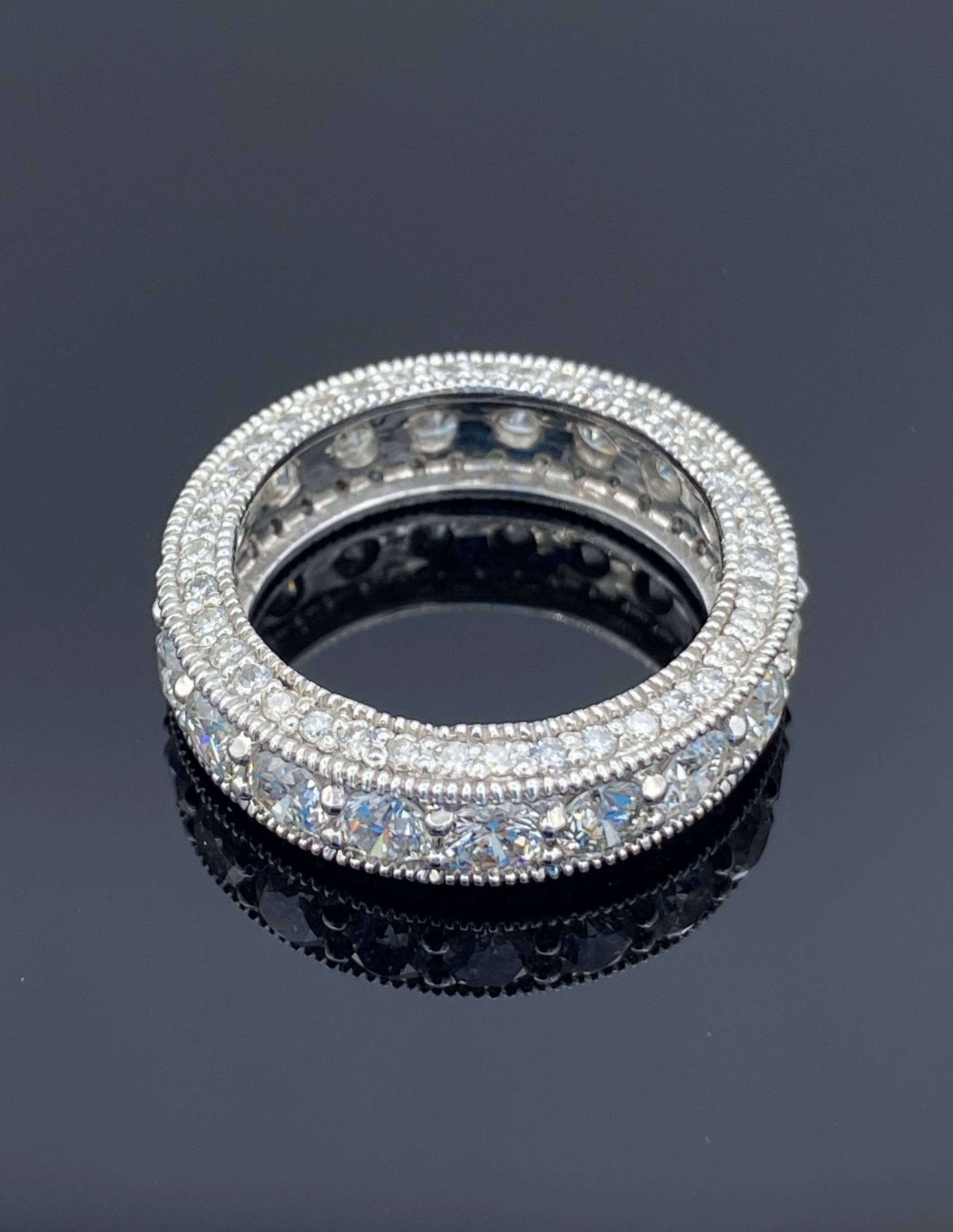 Vintage Look Eternity Wedding Ring in 14K White Gold - L and L Jewelry