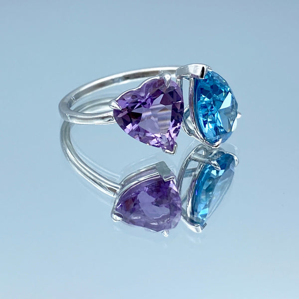 Blue topaz and on sale amethyst engagement ring