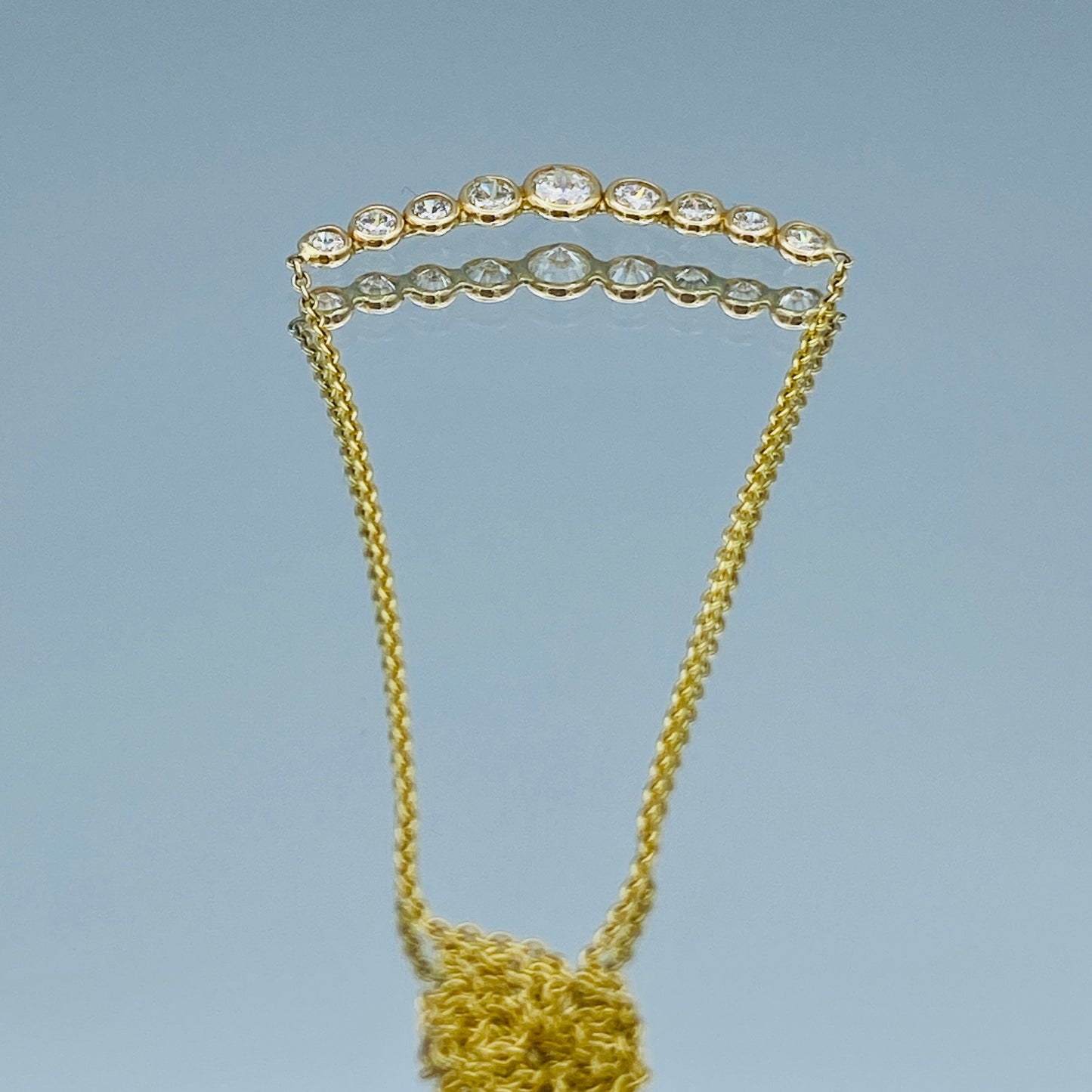 Graduated Curved Diamond Bar Necklace in 14K Yellow Gold - L and L Jewelry