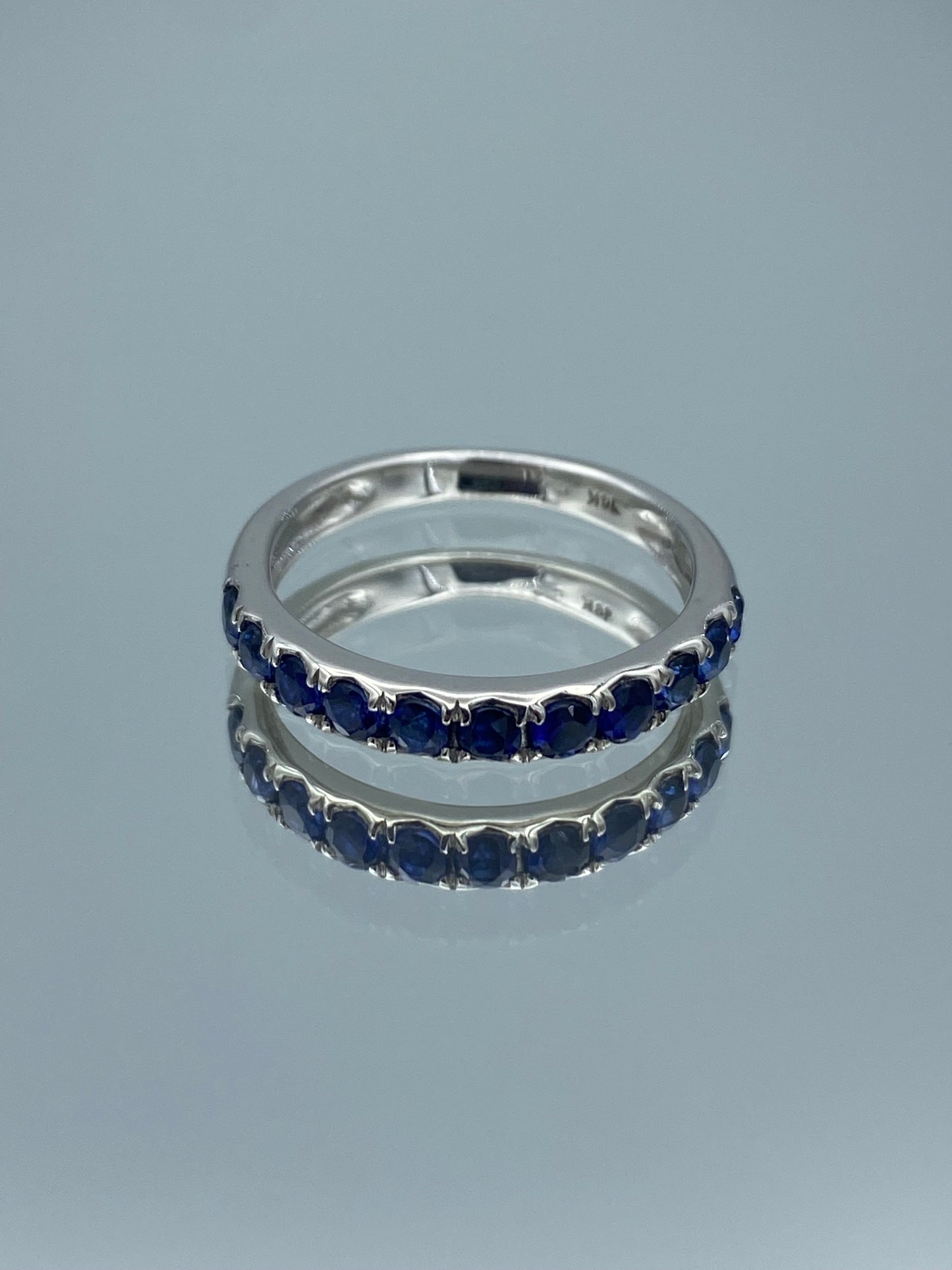 Round-Cut Sapphire Eternity Ring in 14K White Gold - L and L Jewelry