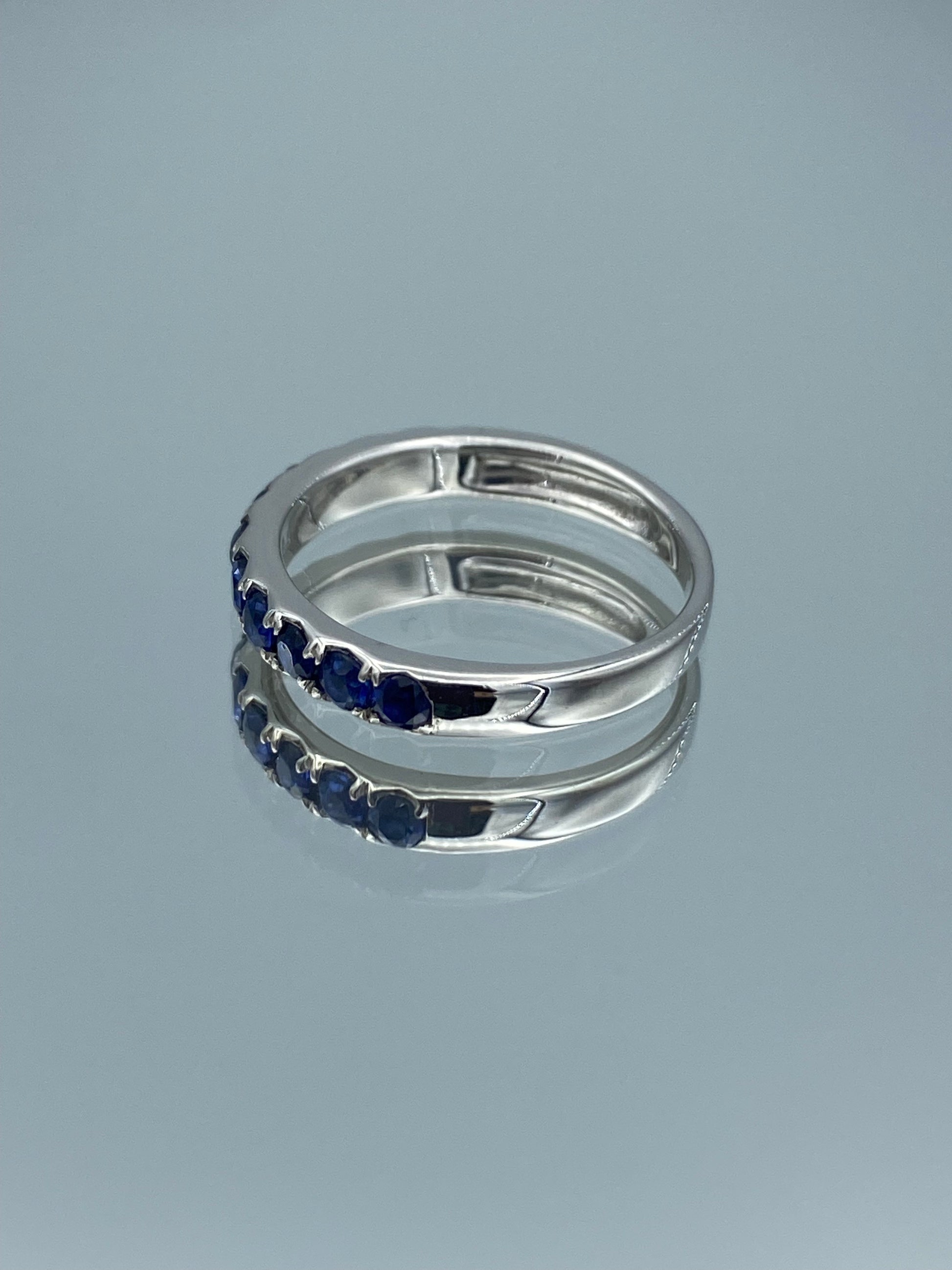 Round-Cut Sapphire Eternity Ring in 14K White Gold - L and L Jewelry
