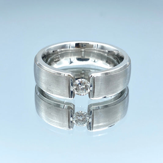 Men's Wedding Ring with Round-Cut Diamond in 14K White Gold - L and L Jewelry