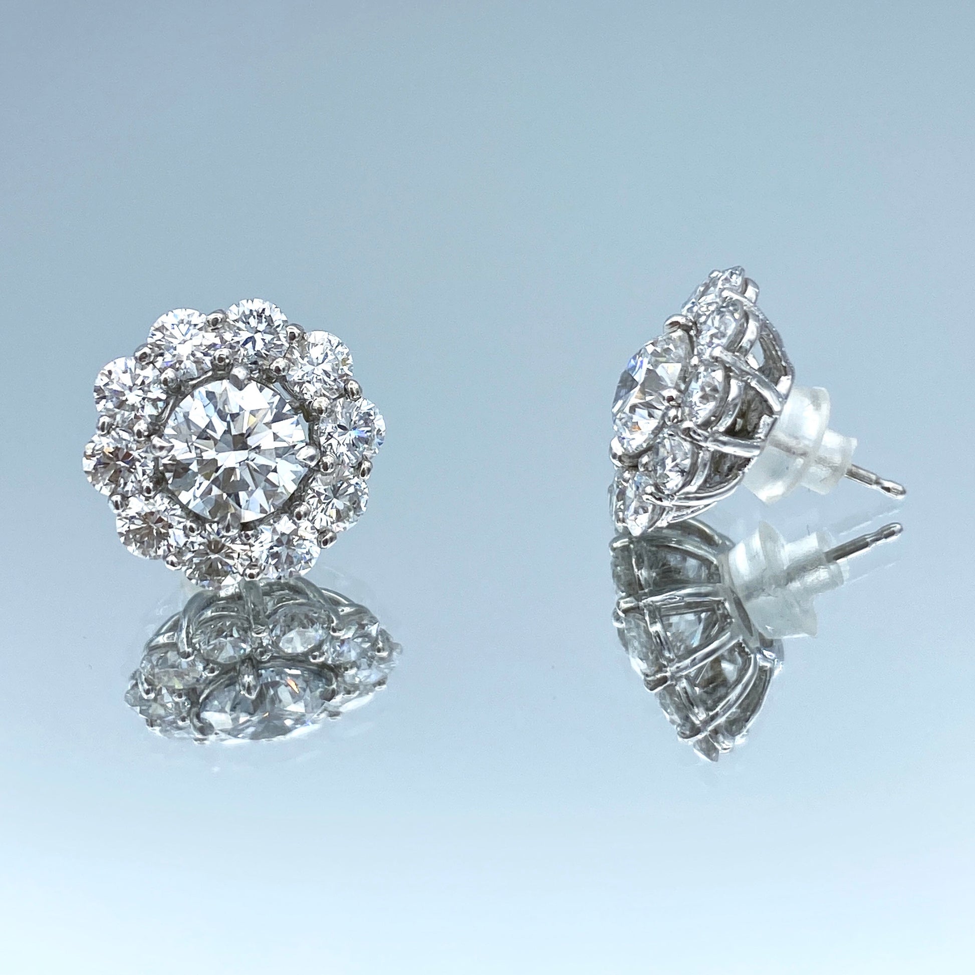 Floral Design Jacket Stud Earrings in 14K White Gold - L and L Jewelry