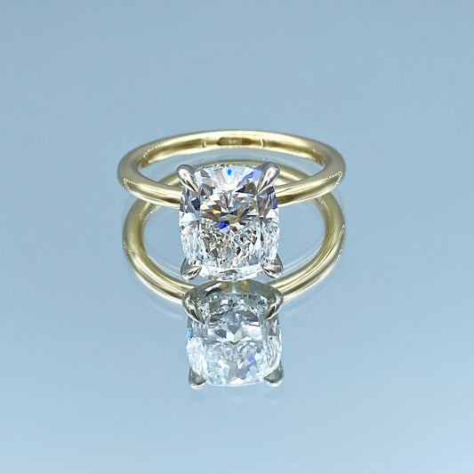 Cushion-Cut Diamond Engagement Ring in 14K Yellow Gold - L and L Jewelry