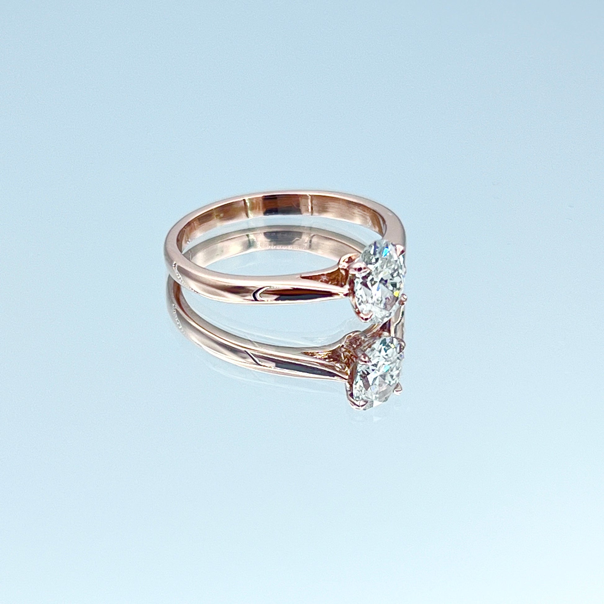 Solitaire Oval-Cut Diamond Engagement Ring in 14K Rose Gold - L and L Jewelry