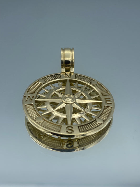 Compass Pendant in 14K Yellow Gold - L and L Jewelry