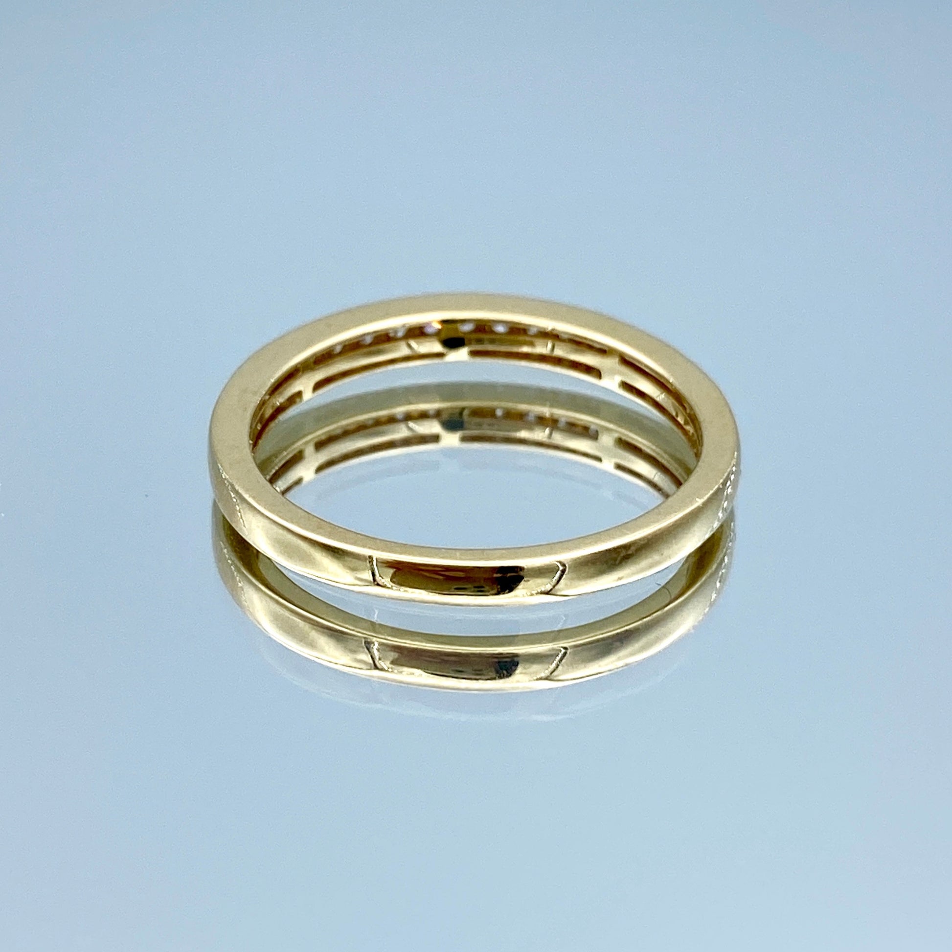 Round-Cut Diamond Halfway Ring in 14K Yellow Gold - L and L Jewelry