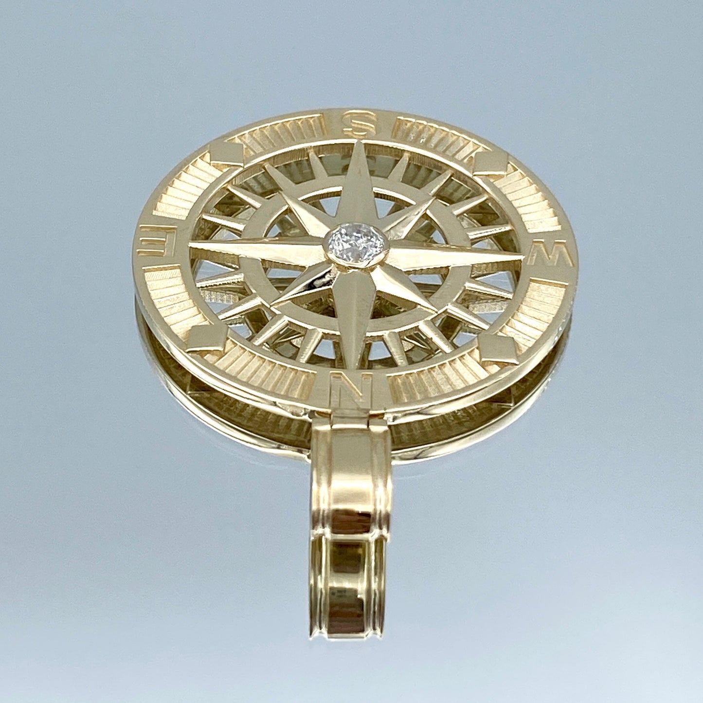 Diamond Compass Pendant in 14K Yellow Gold - L and L Jewelry