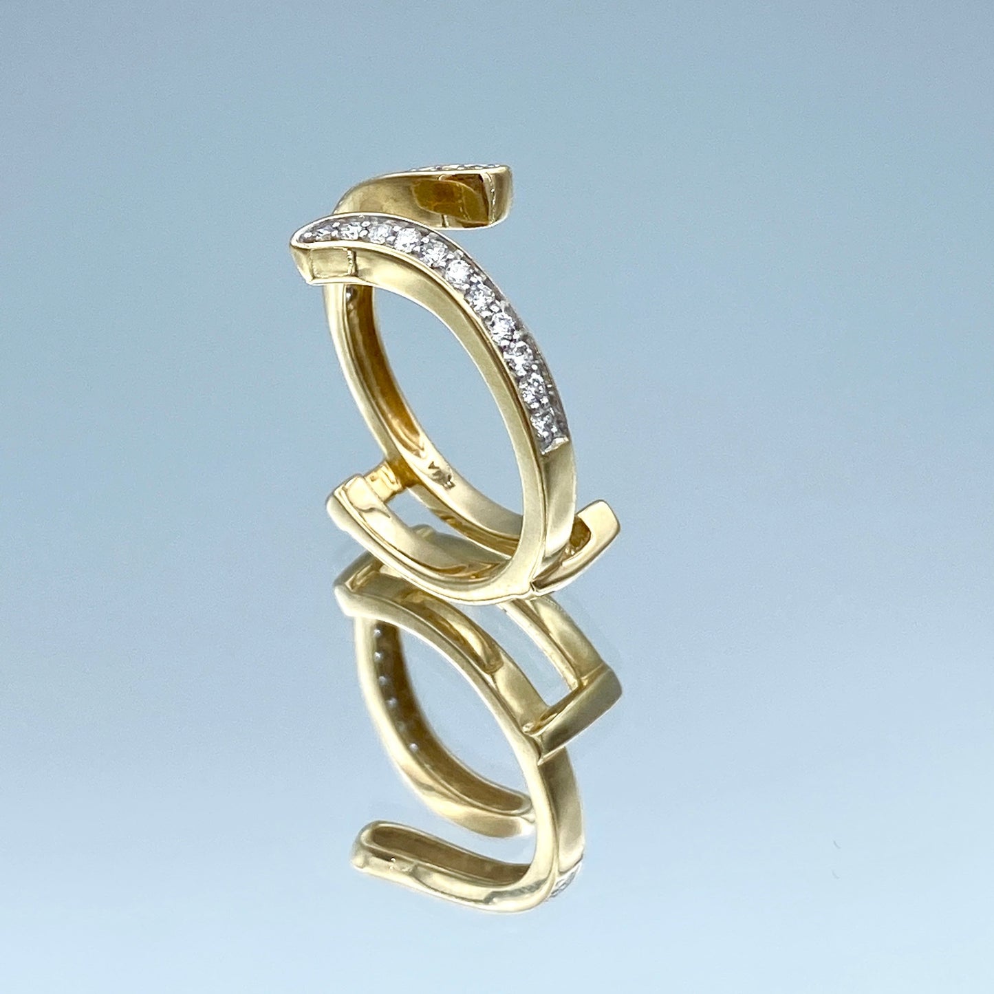 Open Pave Diamond Ring in 14K Yellow Gold - L and L Jewelry