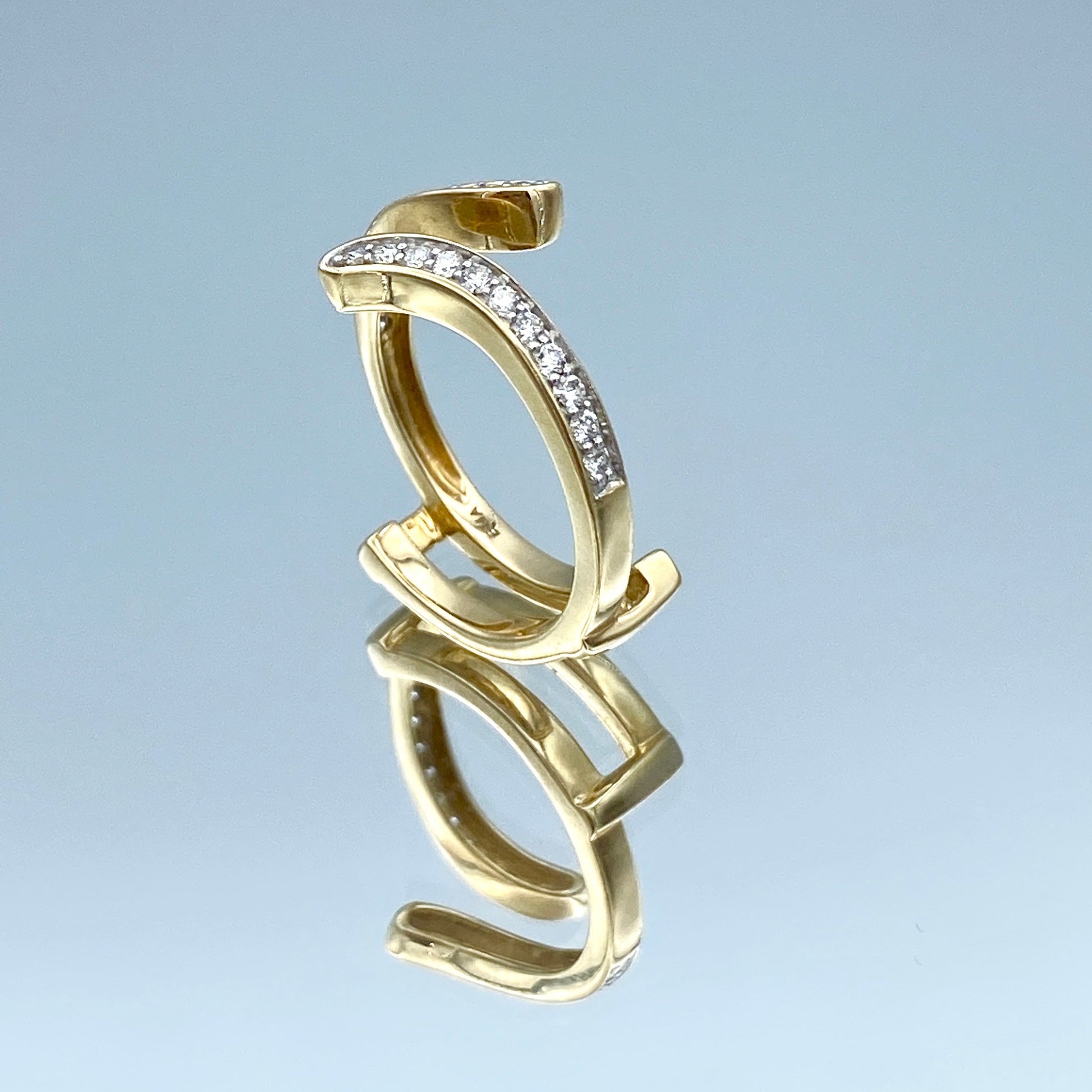 Open Pave Diamond Ring in 14K Yellow Gold - L and L Jewelry