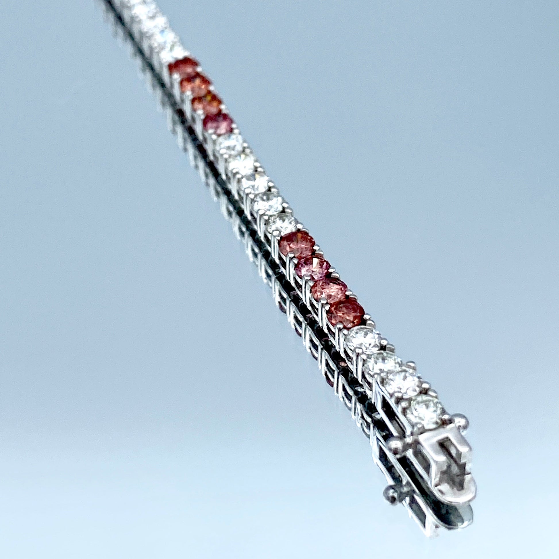 Purple Diamond and White Diamond Tennis Bracelet in 14K White Gold - L and L Jewelry