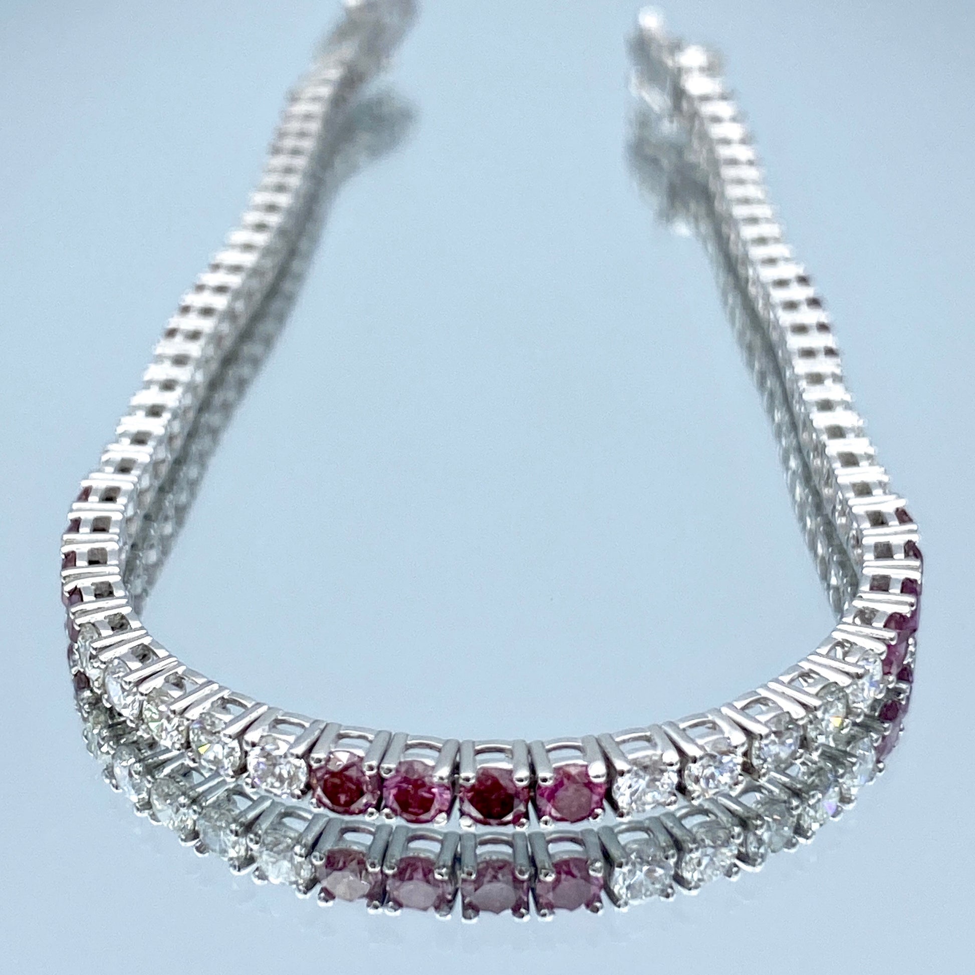 Purple Diamond and White Diamond Tennis Bracelet in 14K White Gold - L and L Jewelry